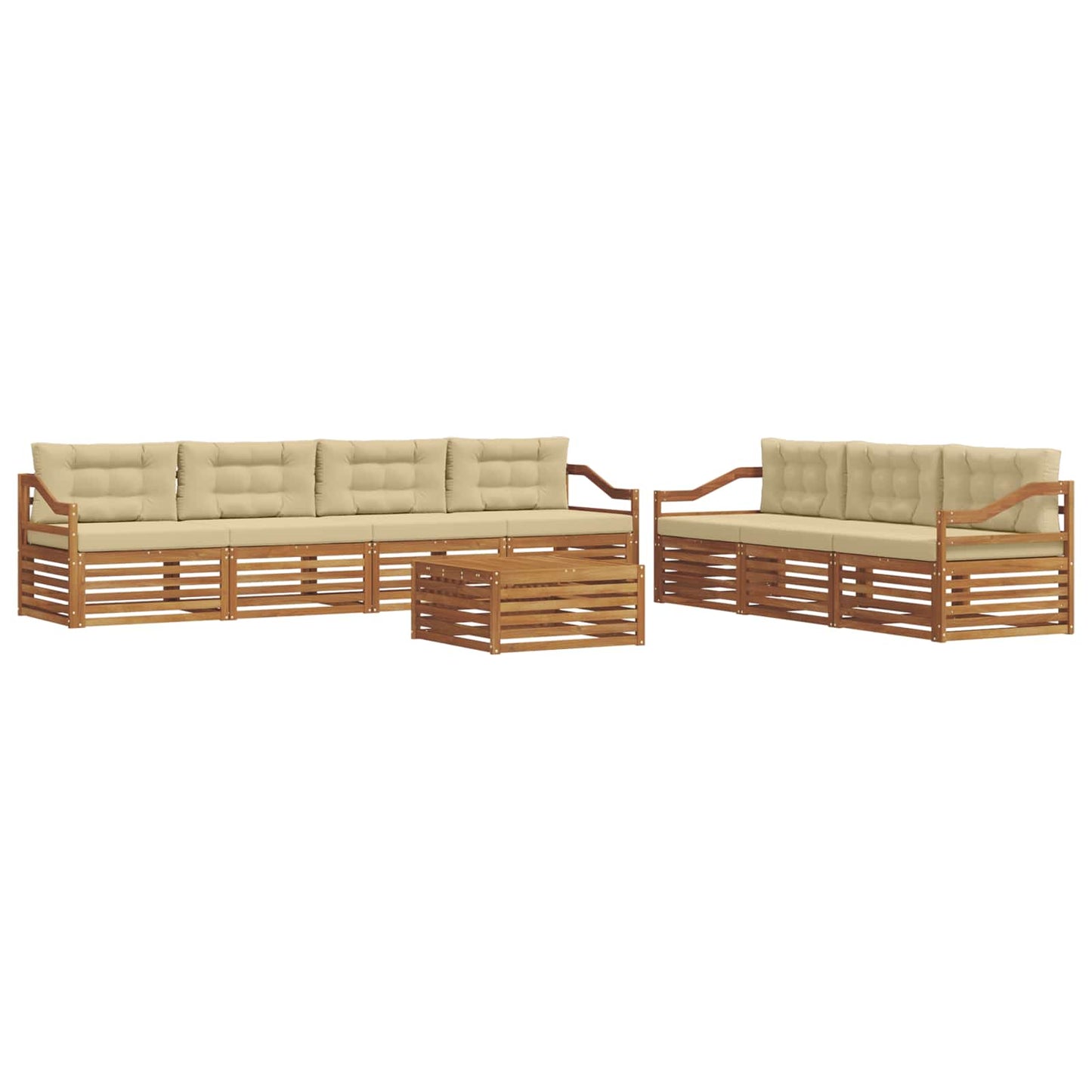 vidaXL Σειρά Καναπέ Εξωτερικού με μαξιλάρι 8 pcs Φυσικό και Μπεζ