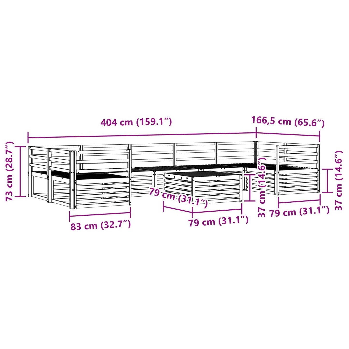 vidaXL Σειρά Καναπέ Εξωτερικού 8 pcs Φυσικό Στερεό Ξύλο Ακακίας