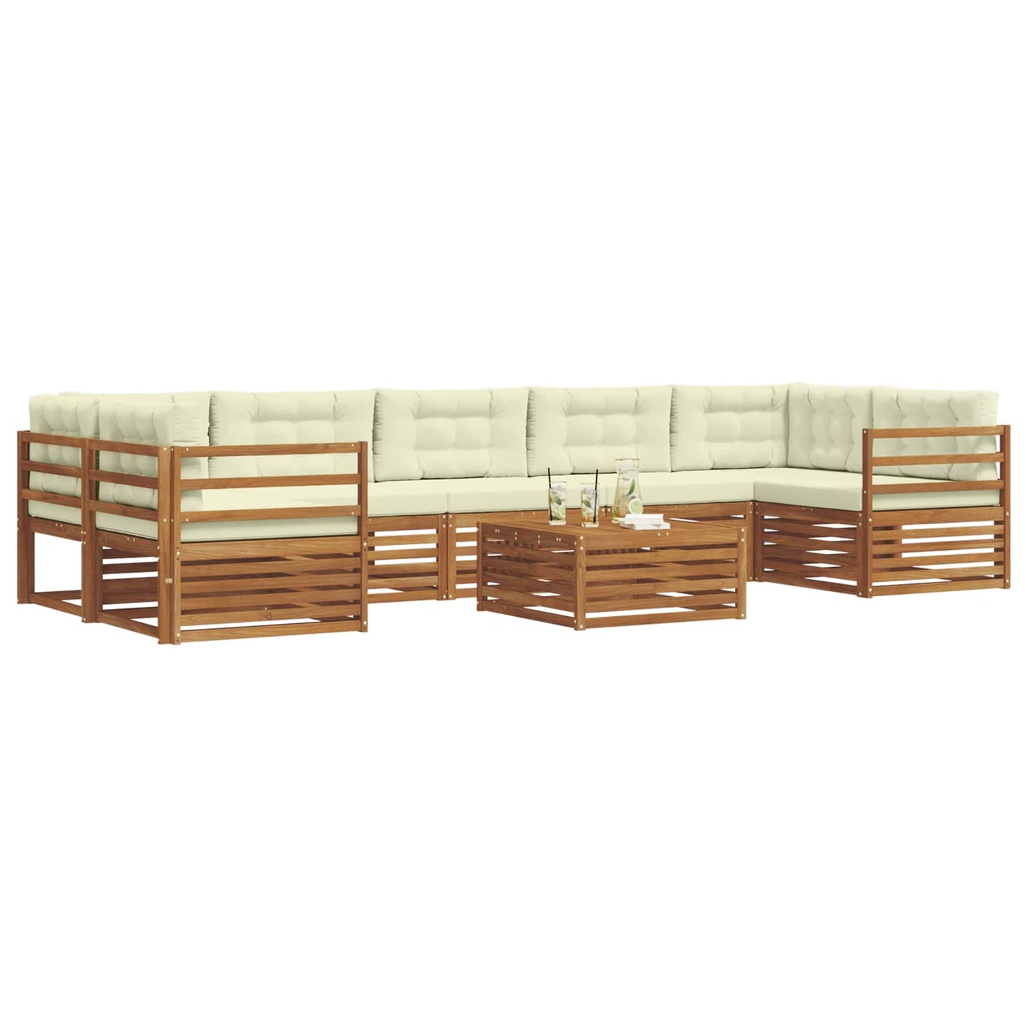 vidaXL Σειρά Καναπέ Εξωτερικού με μαξιλάρι 8 pcs Φυσικό και Κρέμα