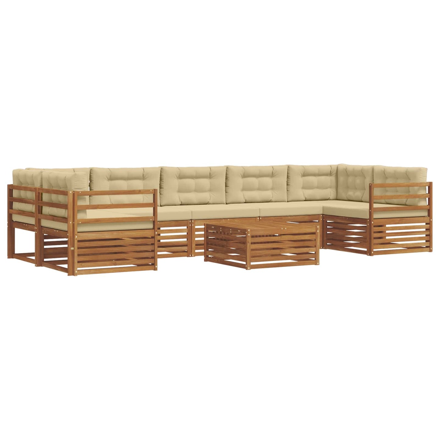 vidaXL Σειρά Καναπέ Εξωτερικού με μαξιλάρι 8 pcs Φυσικό και Μπεζ