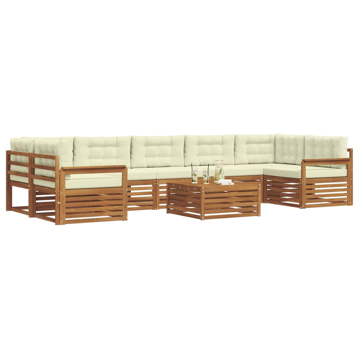vidaXL Σειρά Καναπέ Εξωτερικού με μαξιλάρι 8 pcs Φυσικό και Κρέμα