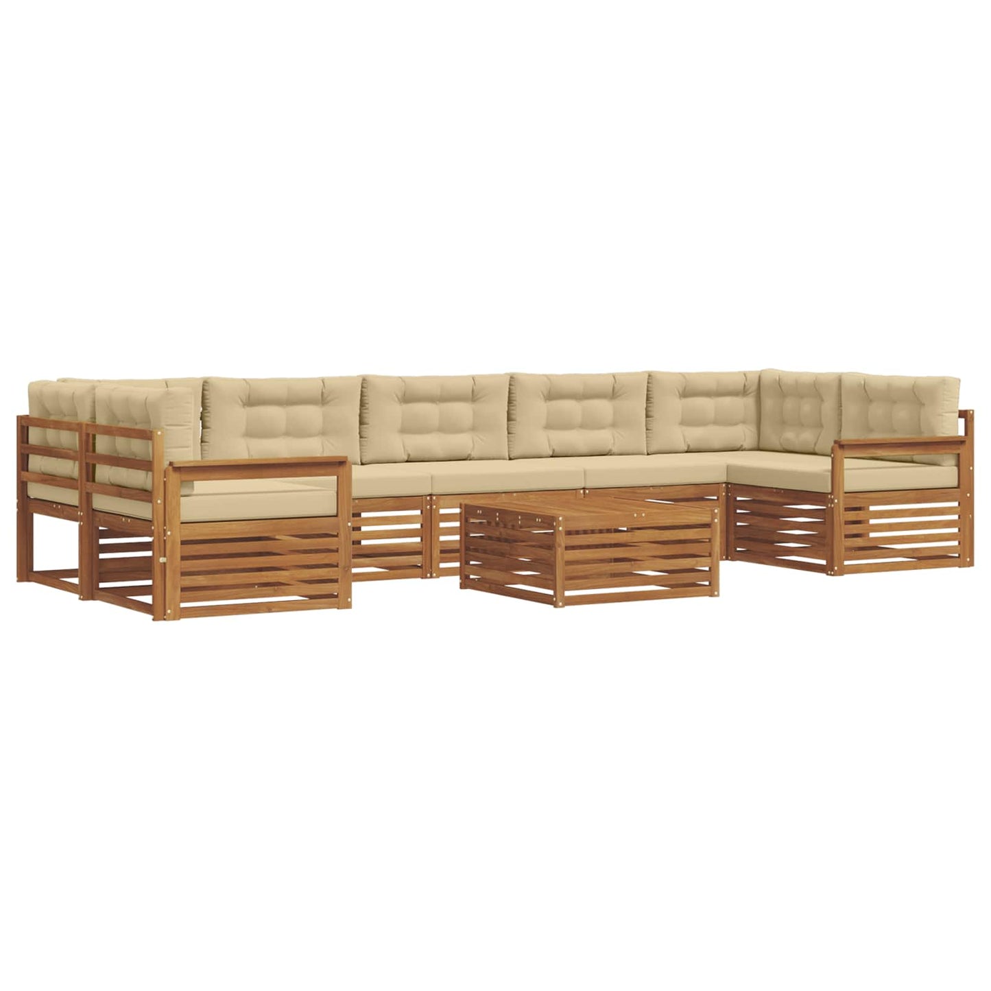 vidaXL Σειρά Καναπέ Εξωτερικού με μαξιλάρι 8 pcs Φυσικό και Μπεζ