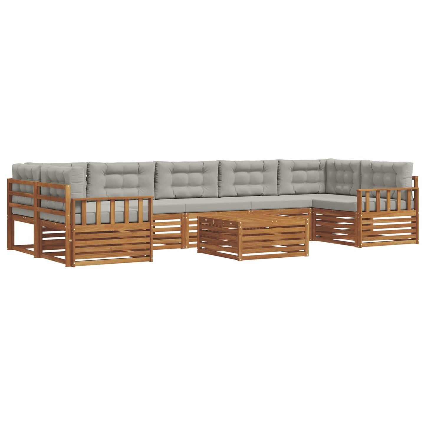 vidaXL Σειρά Καναπέ Εξωτερικού 8 pcs Φυσικό και Ανοιχτό Γκρι