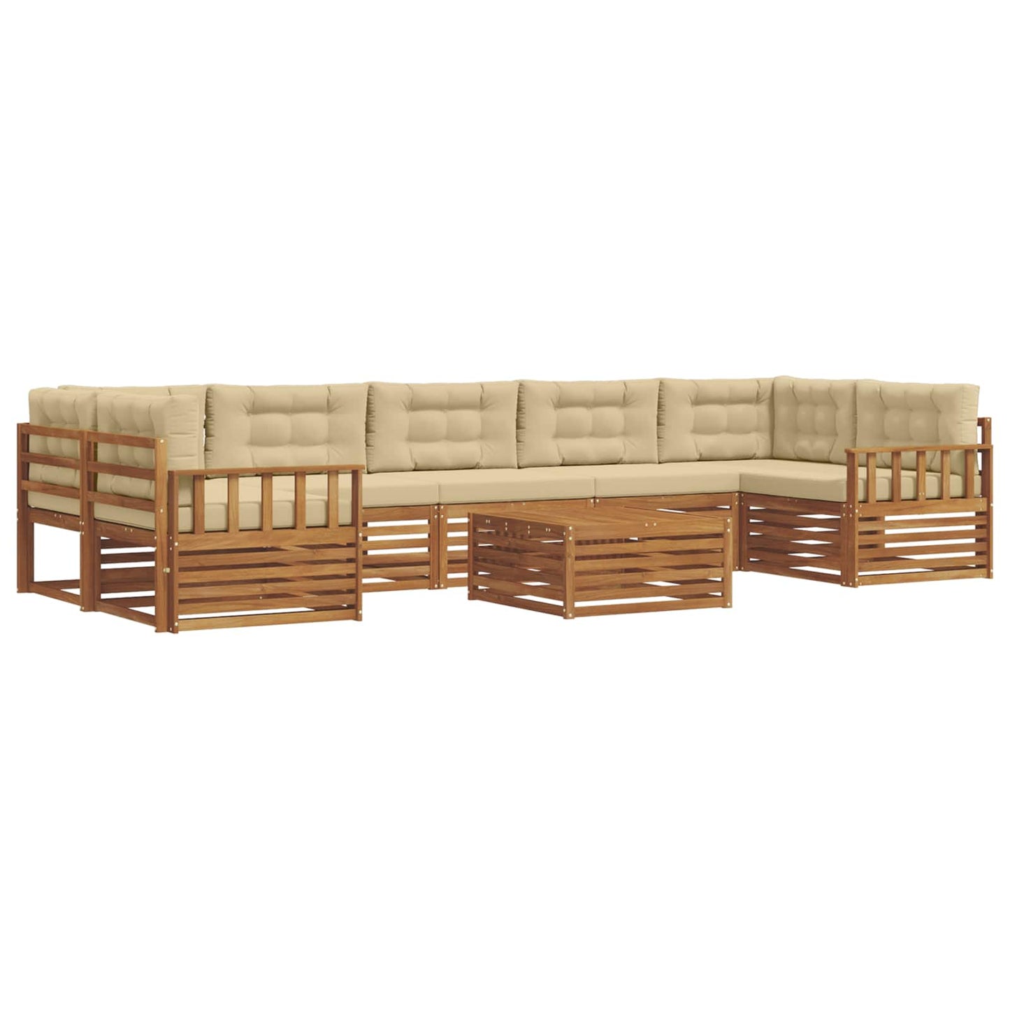vidaXL Σειρά Καναπέ Εξωτερικού με μαξιλάρι 8 pcs Φυσικό και Μπεζ