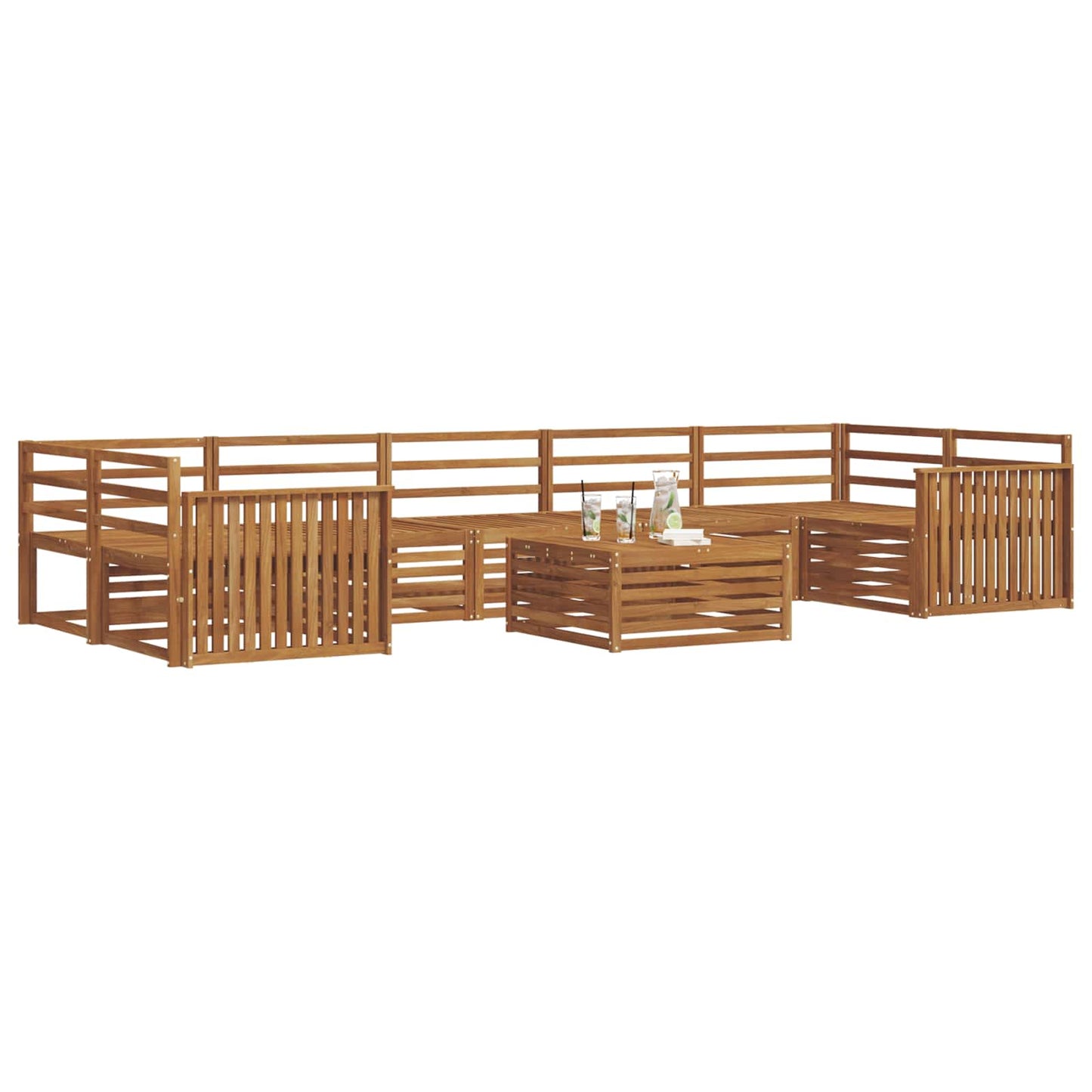 vidaXL Σειρά Καναπέ Εξωτερικού 8 pcs Φυσικό Στερεό Ξύλο Ακακίας