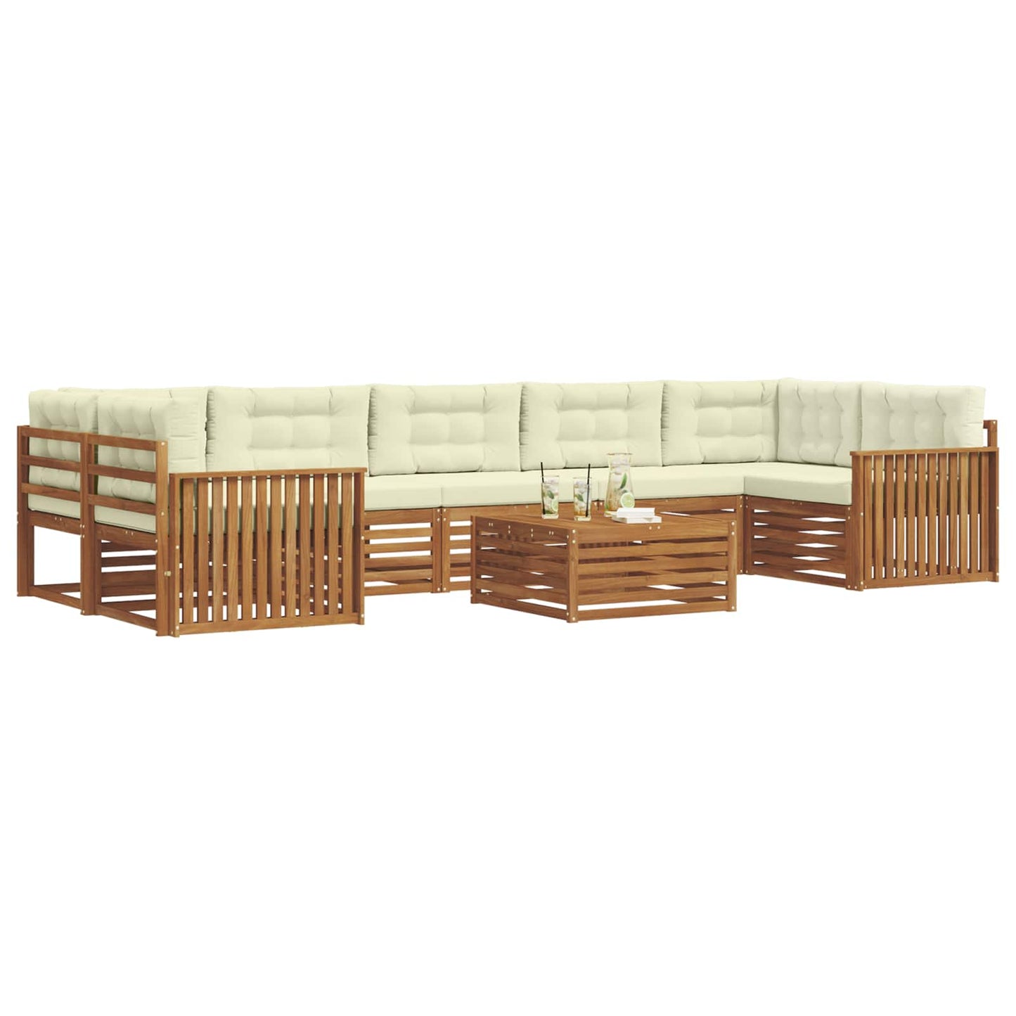vidaXL Σειρά Καναπέ Εξωτερικού με μαξιλάρι 8 pcs Φυσικό και Κρέμα