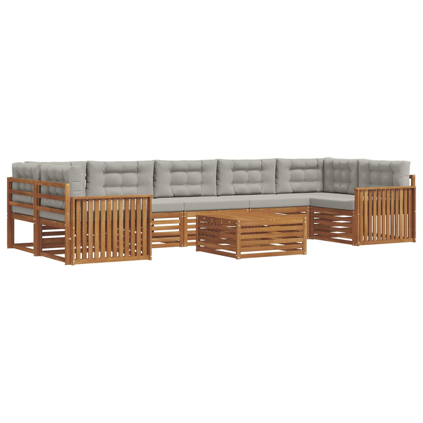 vidaXL Σειρά Καναπέ Εξωτερικού 8 pcs Φυσικό και Ανοιχτό Γκρι