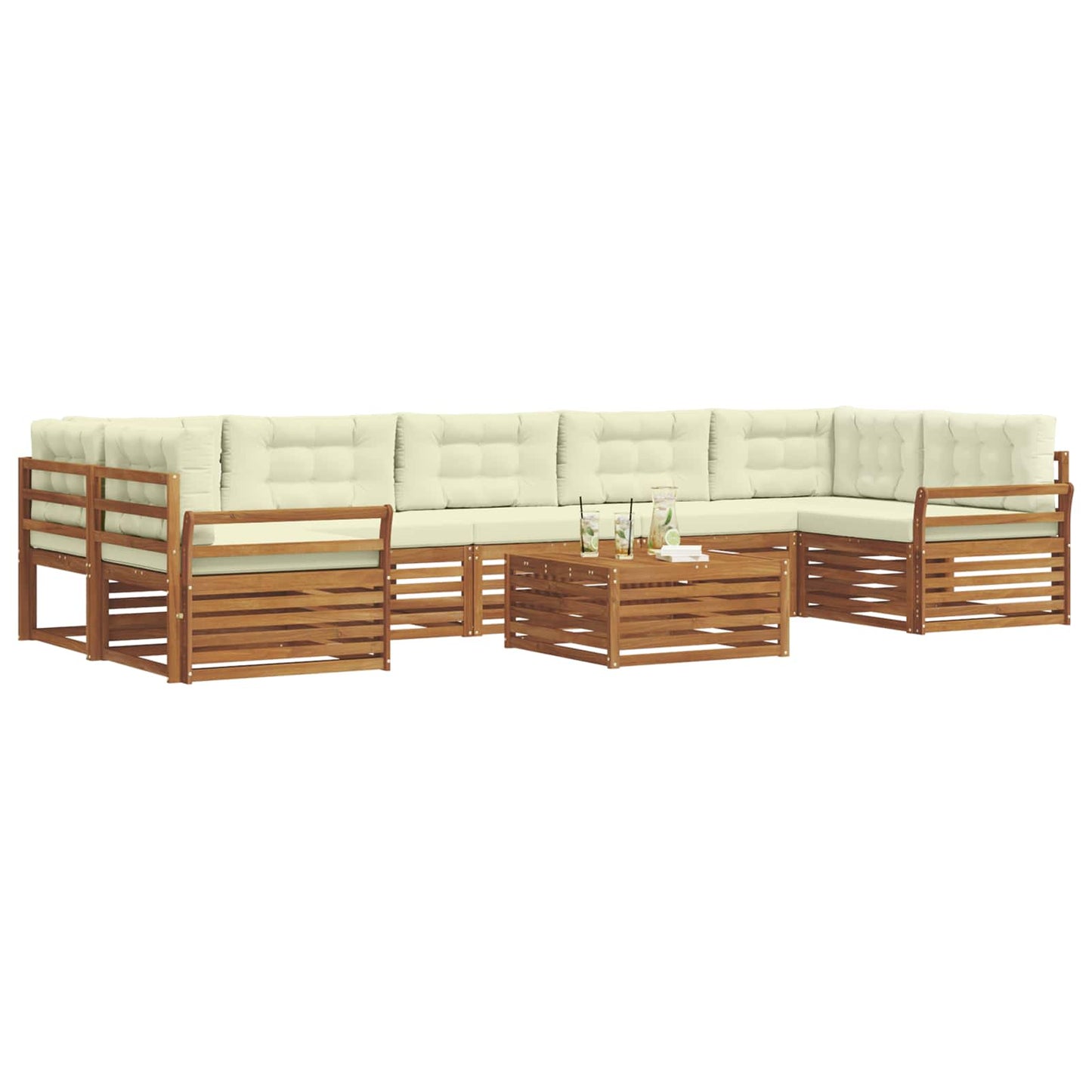 vidaXL Σειρά Καναπέ Εξωτερικού με μαξιλάρι 8 pcs Φυσικό και Κρέμα