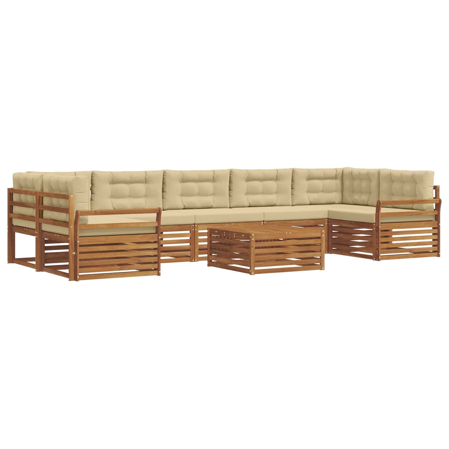 vidaXL Σειρά Καναπέ Εξωτερικού με μαξιλάρι 8 pcs Φυσικό και Μπεζ