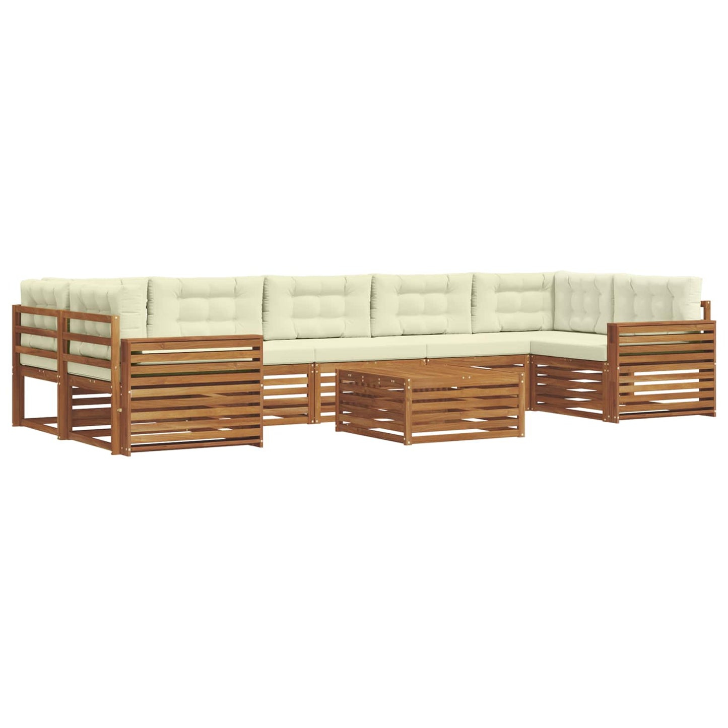 vidaXL Σειρά Καναπέ Εξωτερικού με μαξιλάρι 8 pcs Φυσικό και Κρέμα