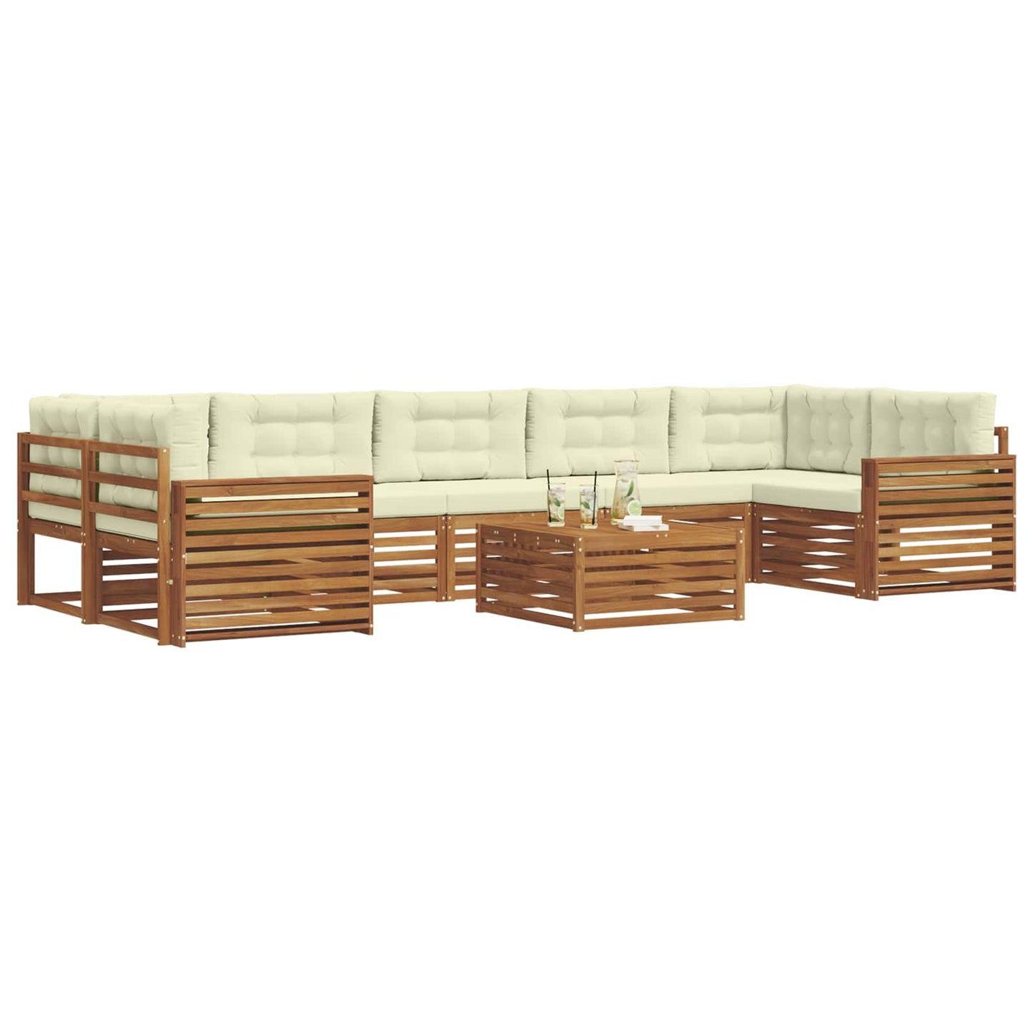 vidaXL Σειρά Καναπέ Εξωτερικού με μαξιλάρι 8 pcs Φυσικό και Κρέμα