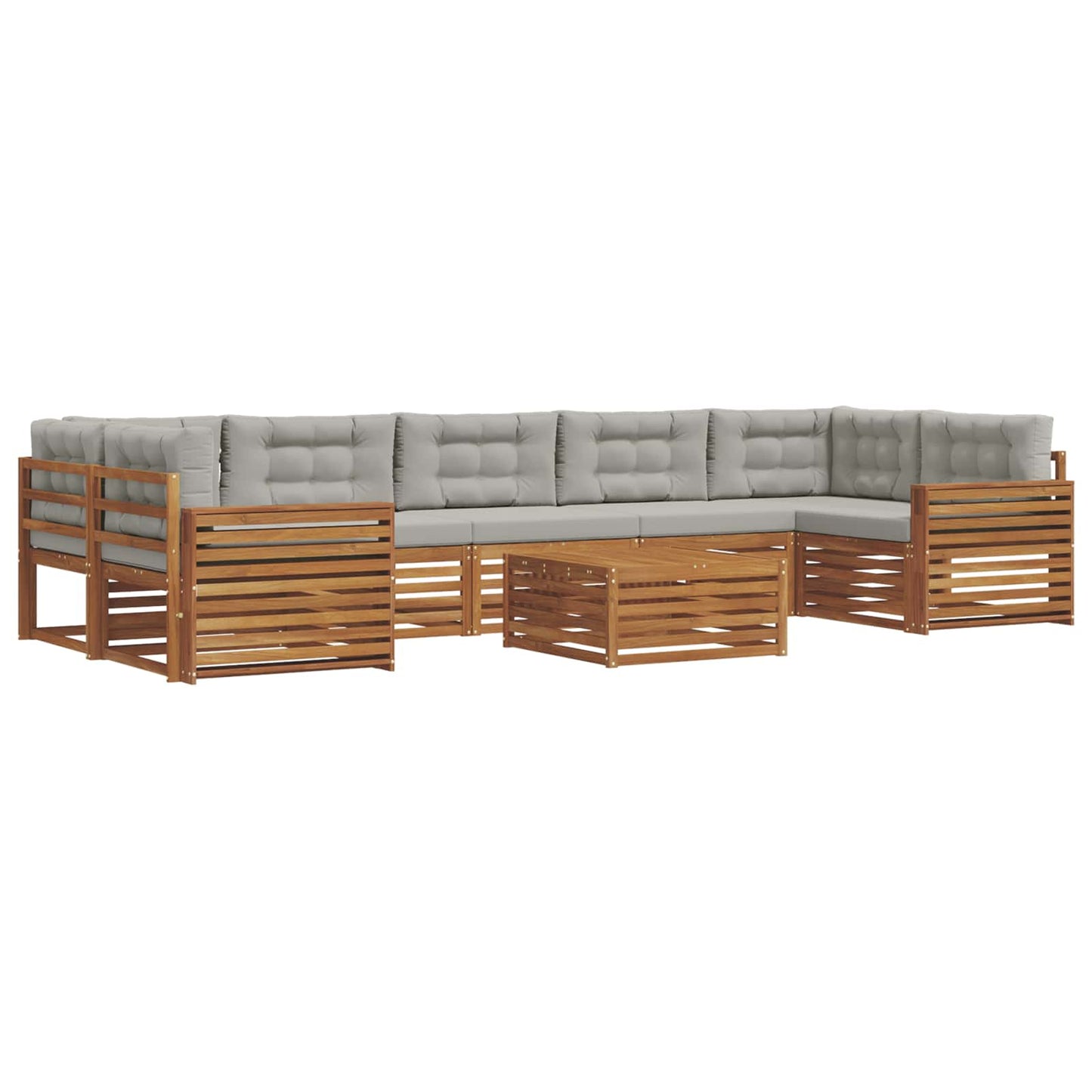 vidaXL Σειρά Καναπέ Εξωτερικού 8 pcs Φυσικό και Ανοιχτό Γκρι