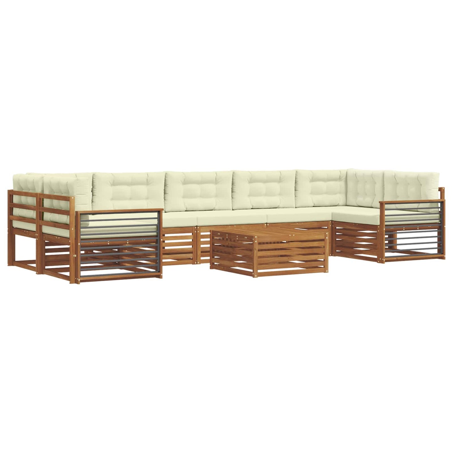 vidaXL Σειρά Καναπέ Εξωτερικού με μαξιλάρι 8 pcs Φυσικό και Κρέμα