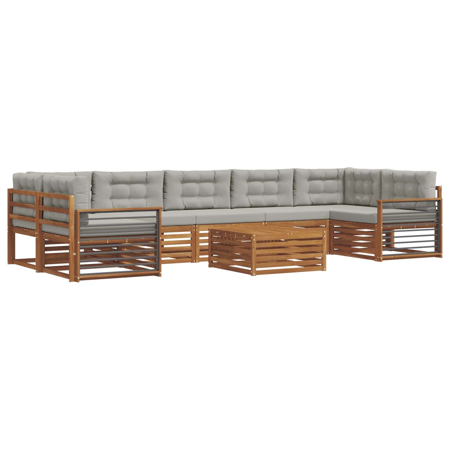 vidaXL Σειρά Καναπέ Εξωτερικού 8 pcs Φυσικό και Ανοιχτό Γκρι