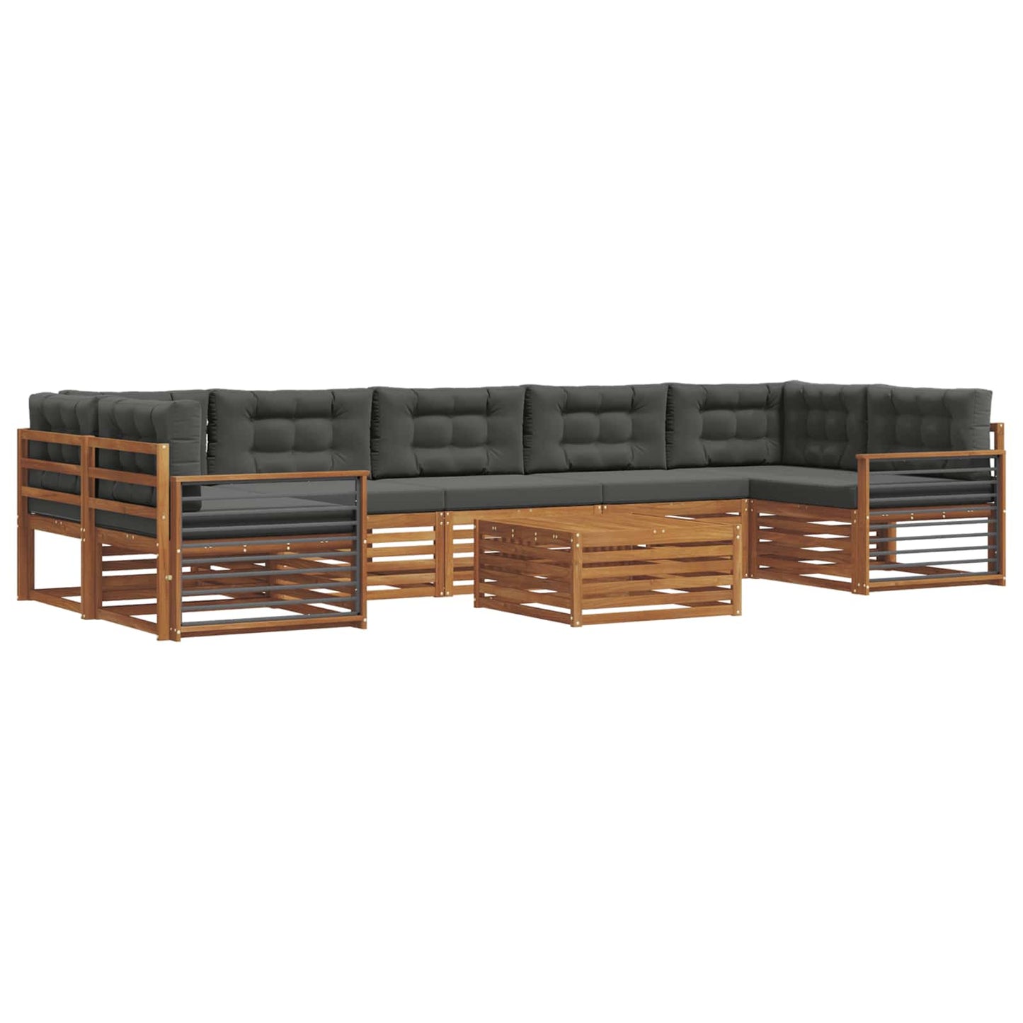 vidaXL Σειρά Καναπέ Εξωτερικού με μαξιλάρι 8 pcs Φυσικό και Ανθρακί