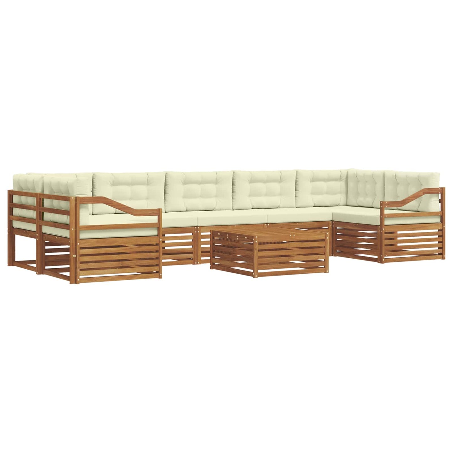 vidaXL Σειρά Καναπέ Εξωτερικού με μαξιλάρι 8 pcs Φυσικό και Κρέμα