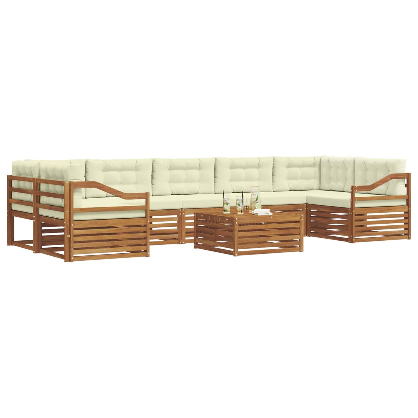 vidaXL Σειρά Καναπέ Εξωτερικού με μαξιλάρι 8 pcs Φυσικό και Κρέμα