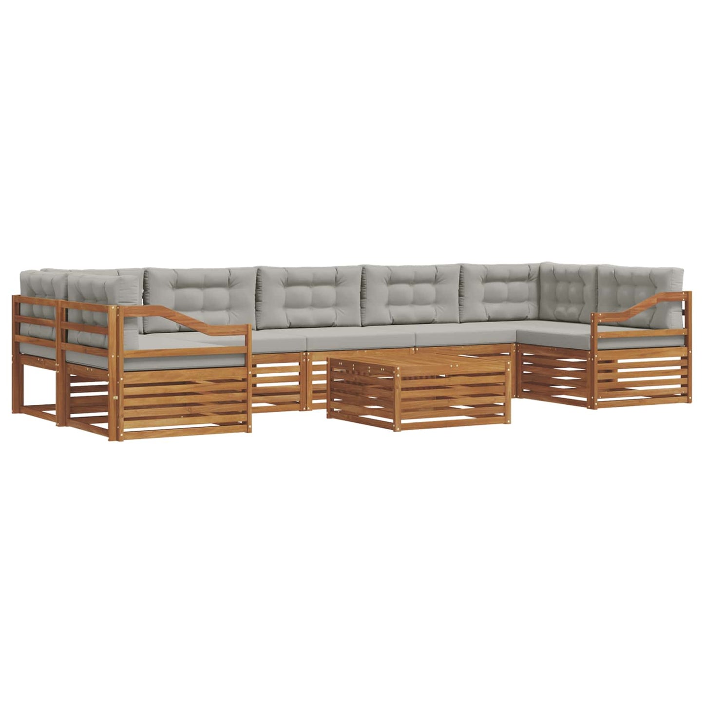 vidaXL Σειρά Καναπέ Εξωτερικού 8 pcs Φυσικό και Ανοιχτό Γκρι
