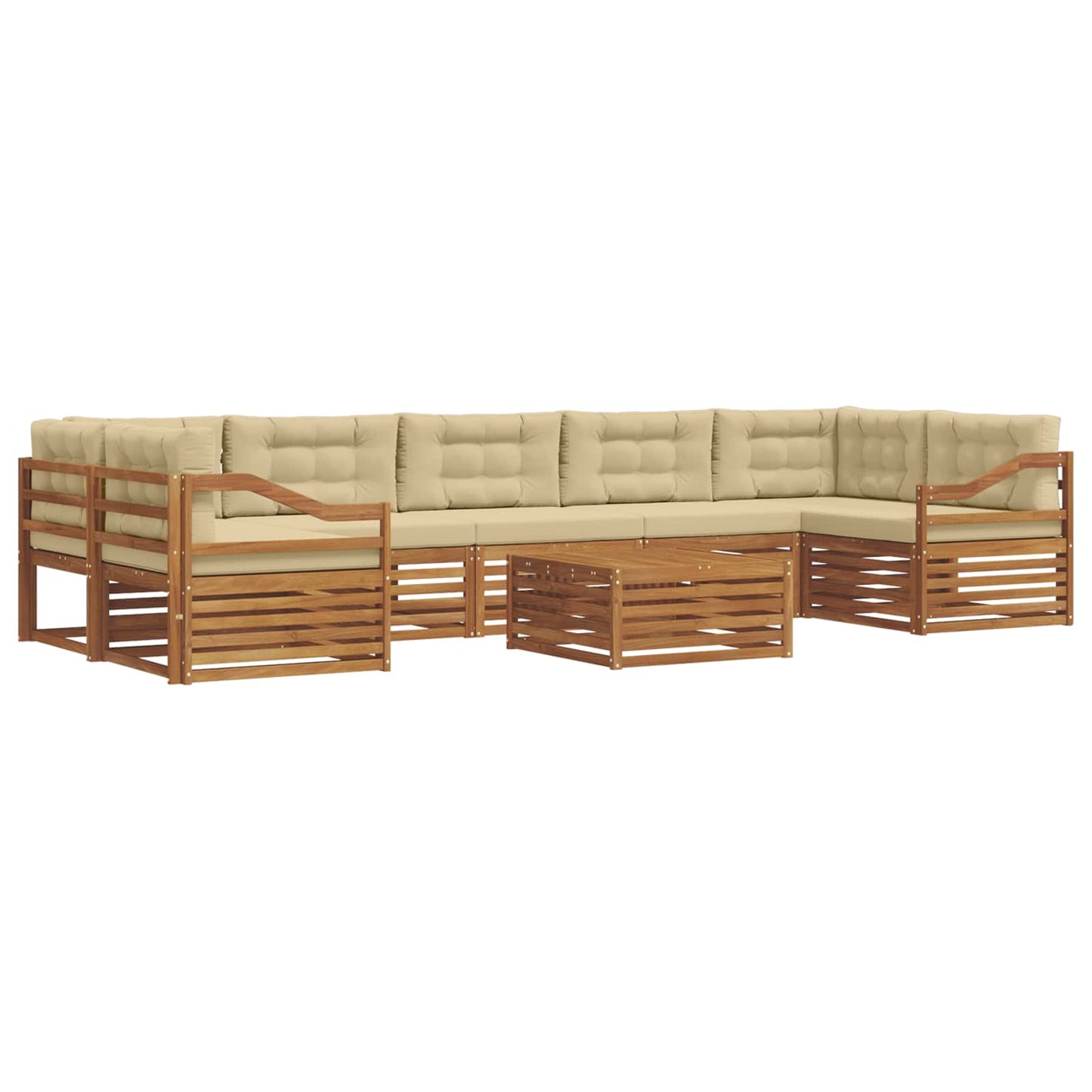 vidaXL Σειρά Καναπέ Εξωτερικού με μαξιλάρι 8 pcs Φυσικό και Μπεζ