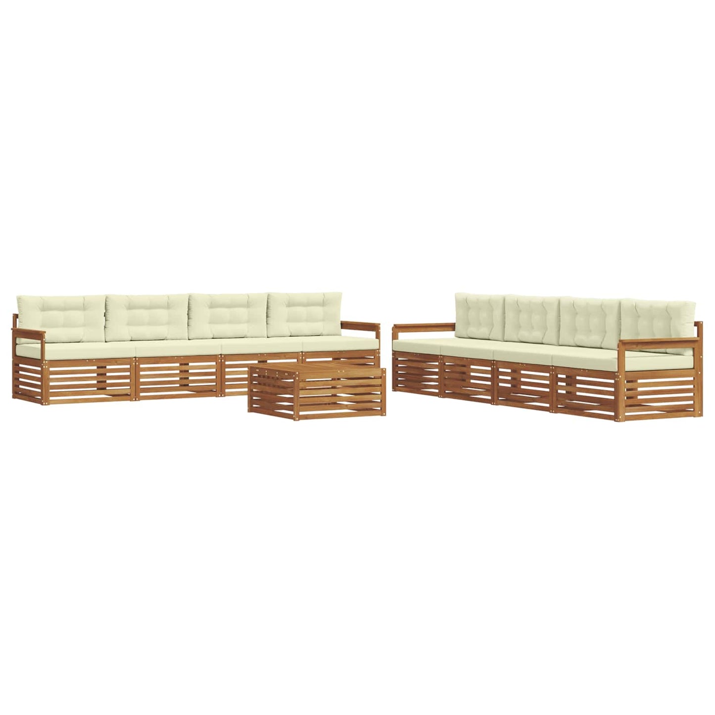 vidaXL Σειρά Καναπέ Εξωτερικού με μαξιλάρι 9 pcs Φυσικό και Κρέμα