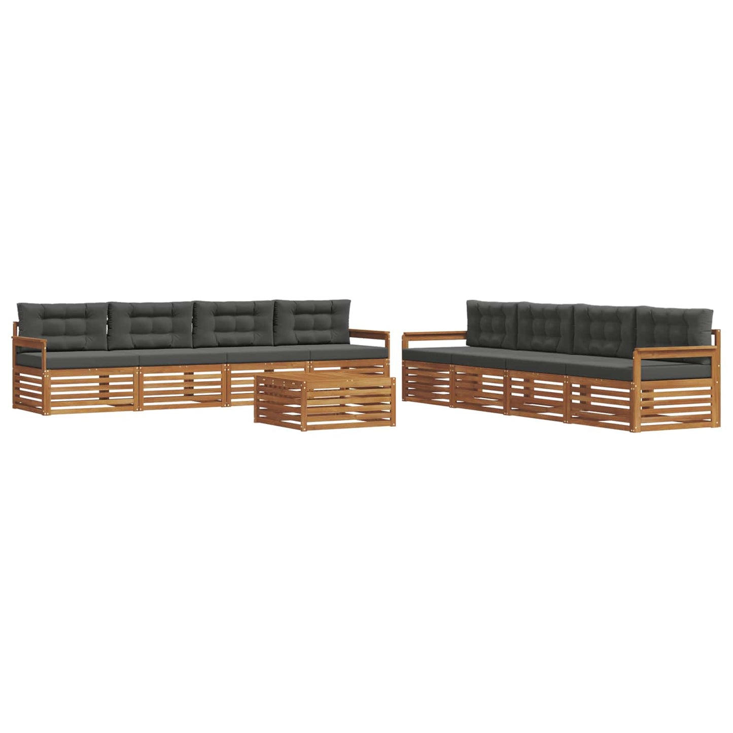 vidaXL Σειρά Καναπέ Εξωτερικού με μαξιλάρι 9 pcs Φυσικό και Ανθρακί