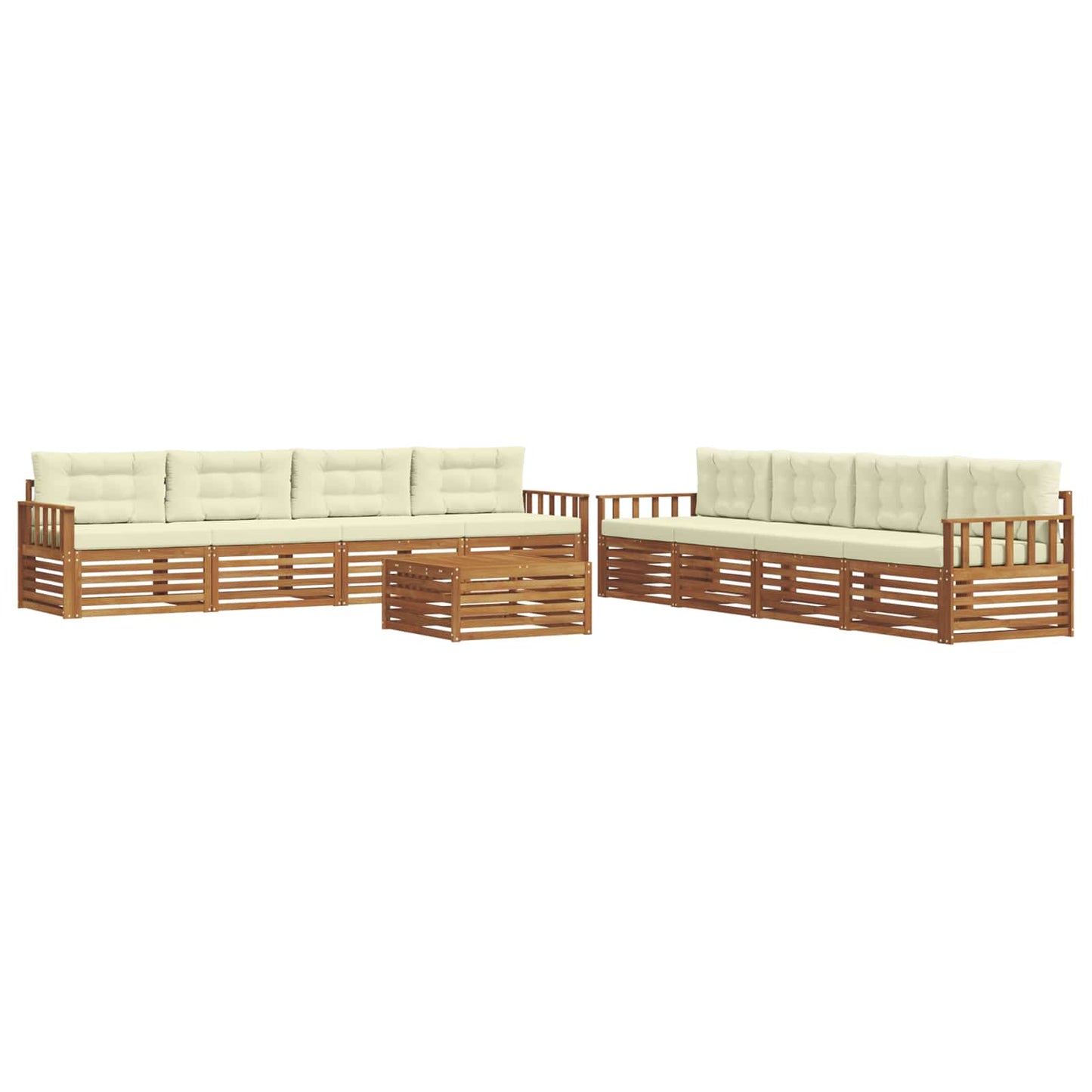 vidaXL Σειρά Καναπέ Εξωτερικού με μαξιλάρι 9 pcs Φυσικό και Κρέμα