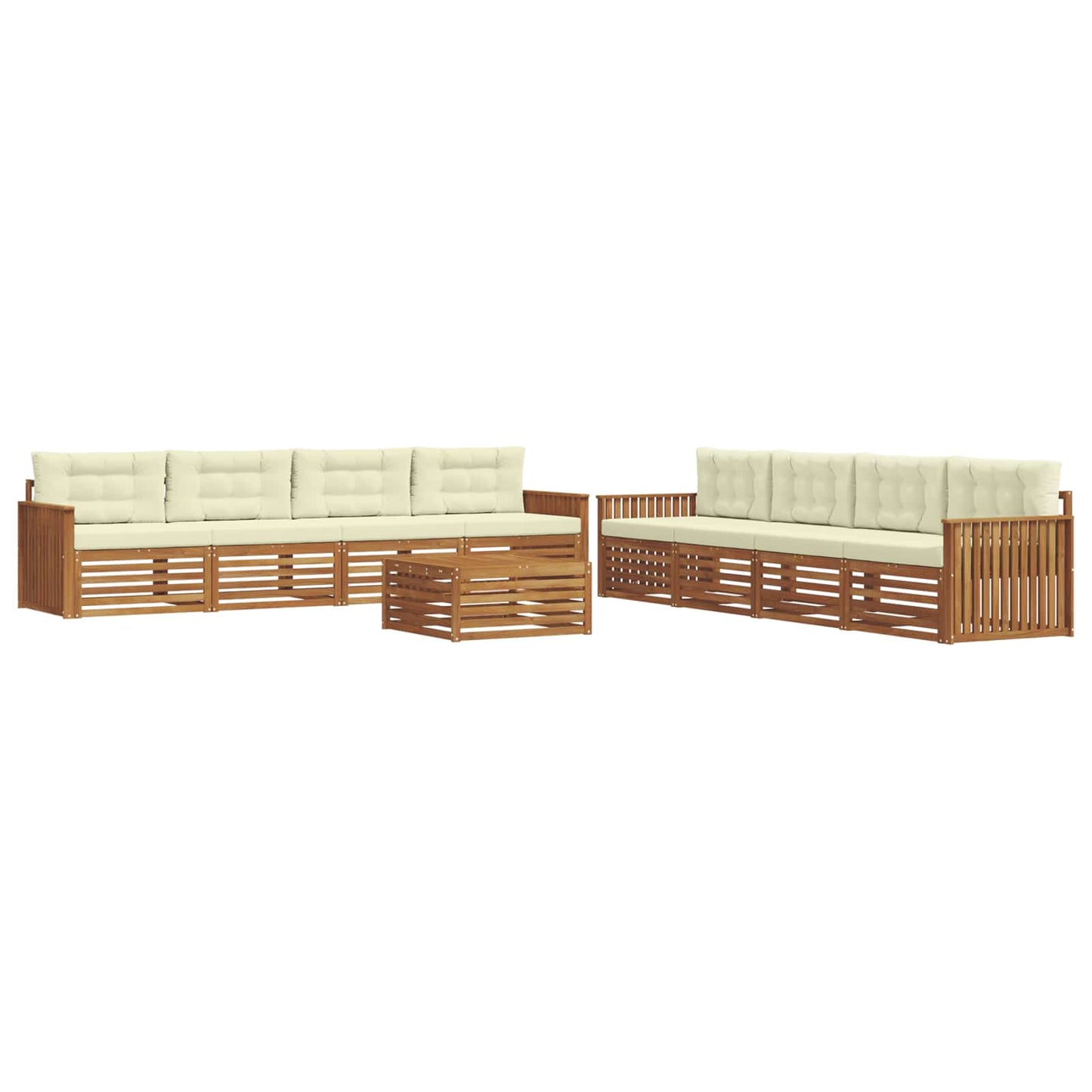 vidaXL Σειρά Καναπέ Εξωτερικού με μαξιλάρι 9 pcs Φυσικό και Κρέμα