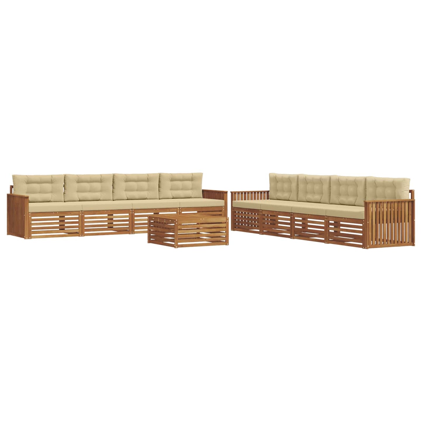 vidaXL Σειρά Καναπέ Εξωτερικού με μαξιλάρι 9 pcs Φυσικό και Μπεζ