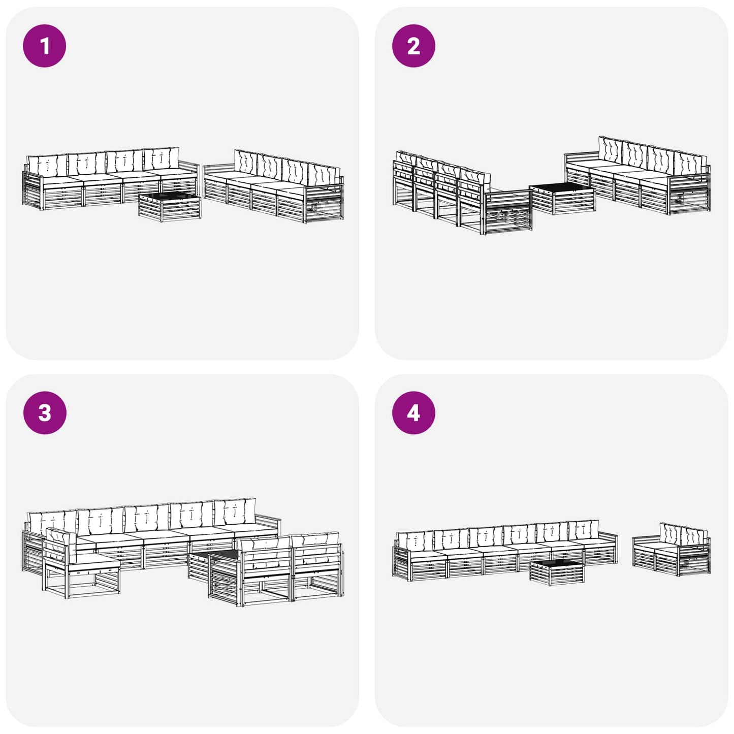 vidaXL Σειρά Καναπέ Εξωτερικού με μαξιλάρι 9 pcs Φυσικό και Ανθρακί