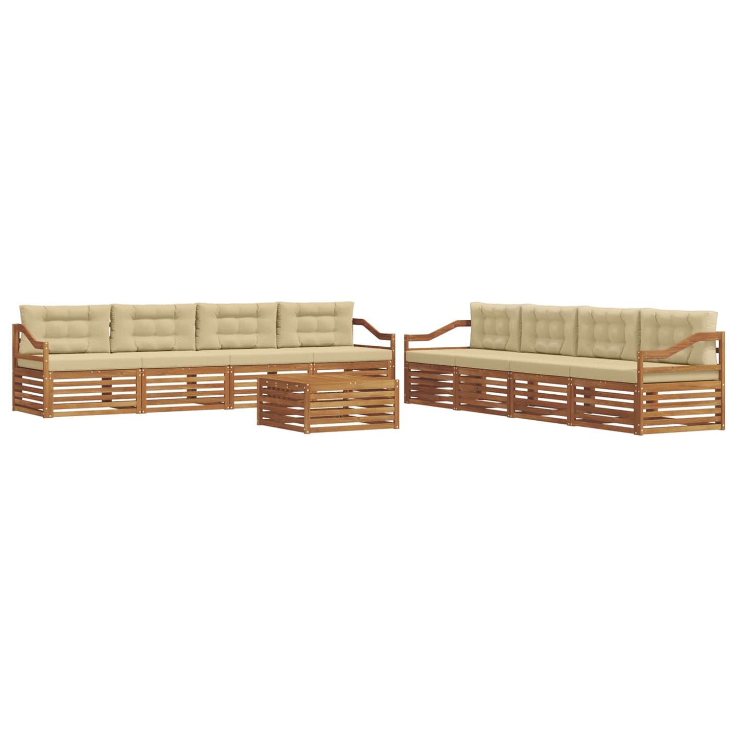 vidaXL Σειρά Καναπέ Εξωτερικού με μαξιλάρι 9 pcs Φυσικό και Μπεζ