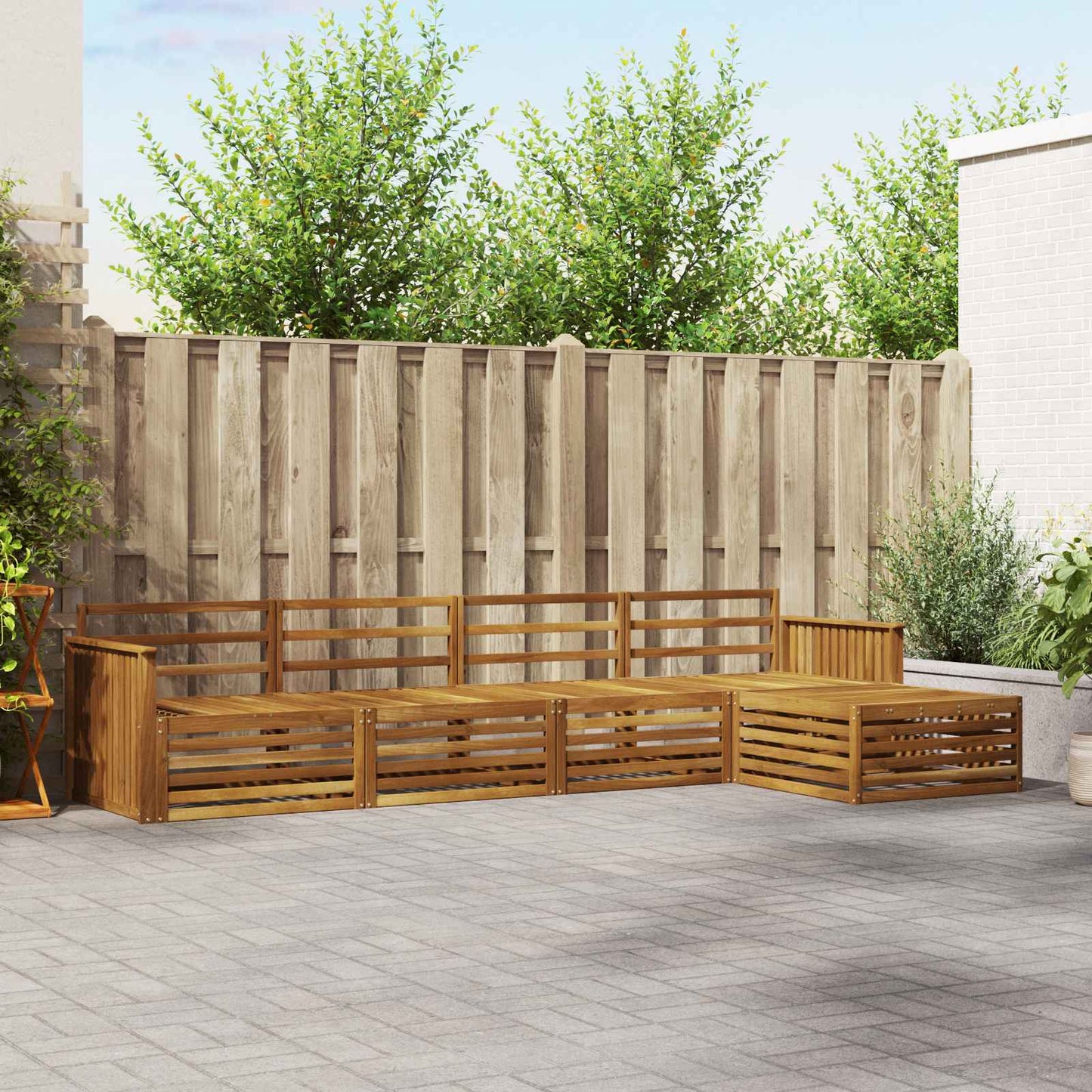 vidaXL Σειρά Καναπέ Εξωτερικού 5 pcs Φυσικό Στερεό Ξύλο Ακακίας