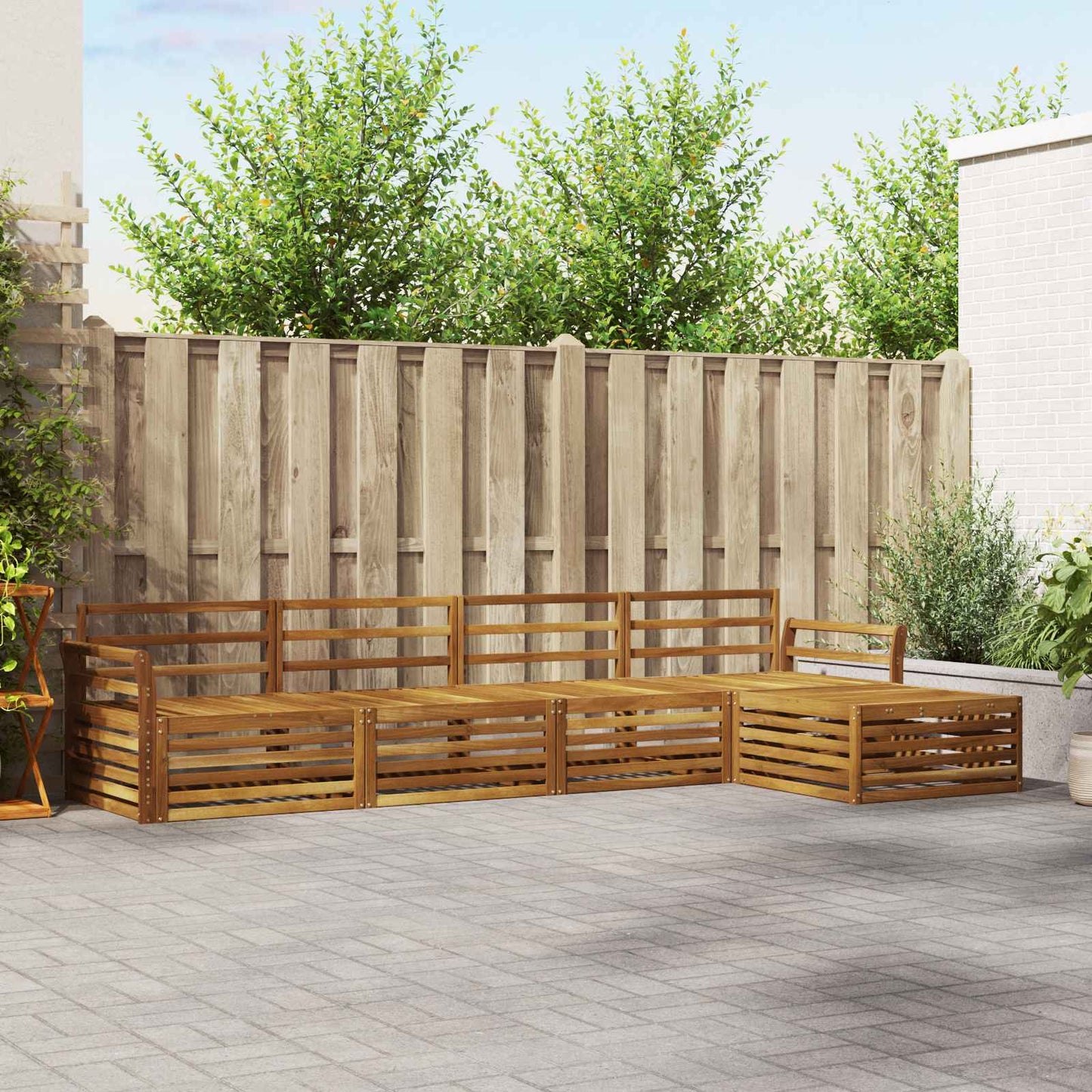 vidaXL Σειρά Καναπέ Εξωτερικού 5 pcs Φυσικό Στερεό Ξύλο Ακακίας