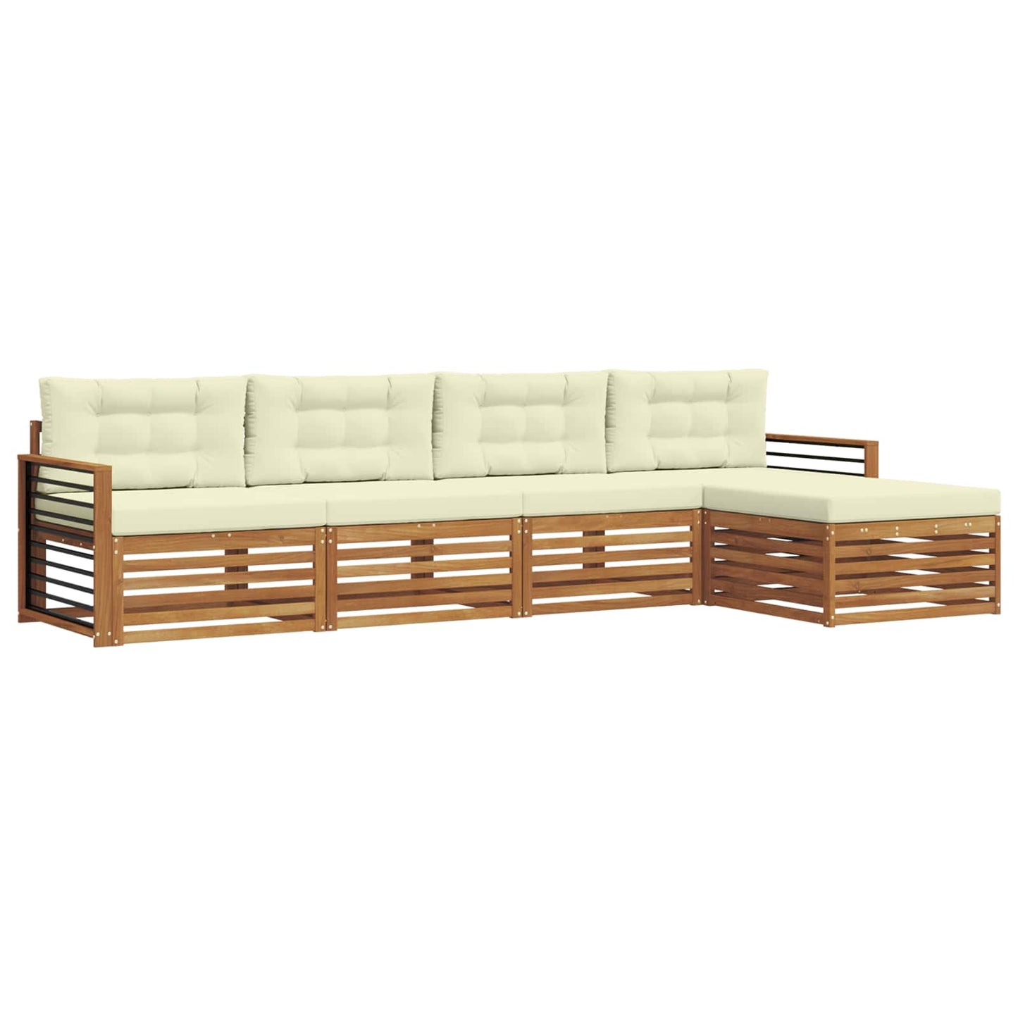 vidaXL Σειρά Καναπέ Εξωτερικού με μαξιλάρι 5 pcs Φυσικό και Κρέμα