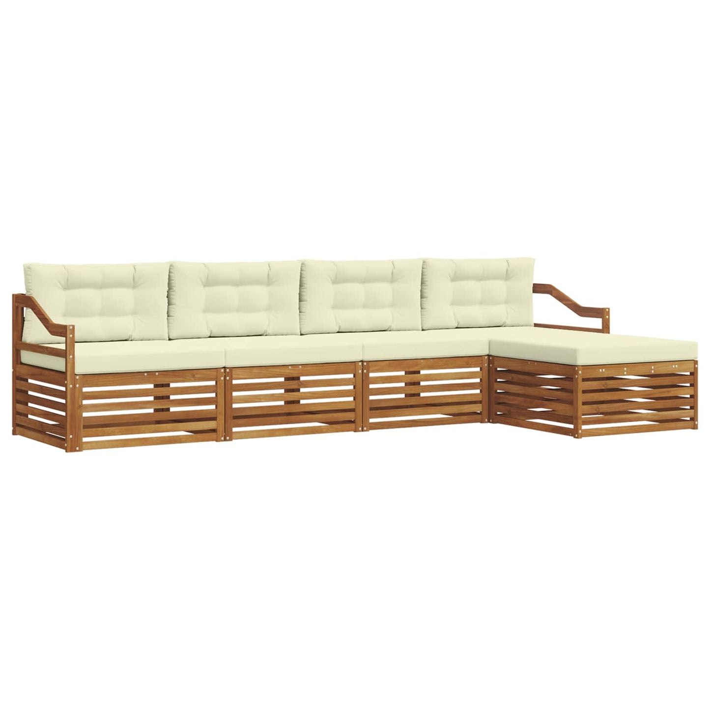 vidaXL Σειρά Καναπέ Εξωτερικού με μαξιλάρι 5 pcs Φυσικό και Κρέμα