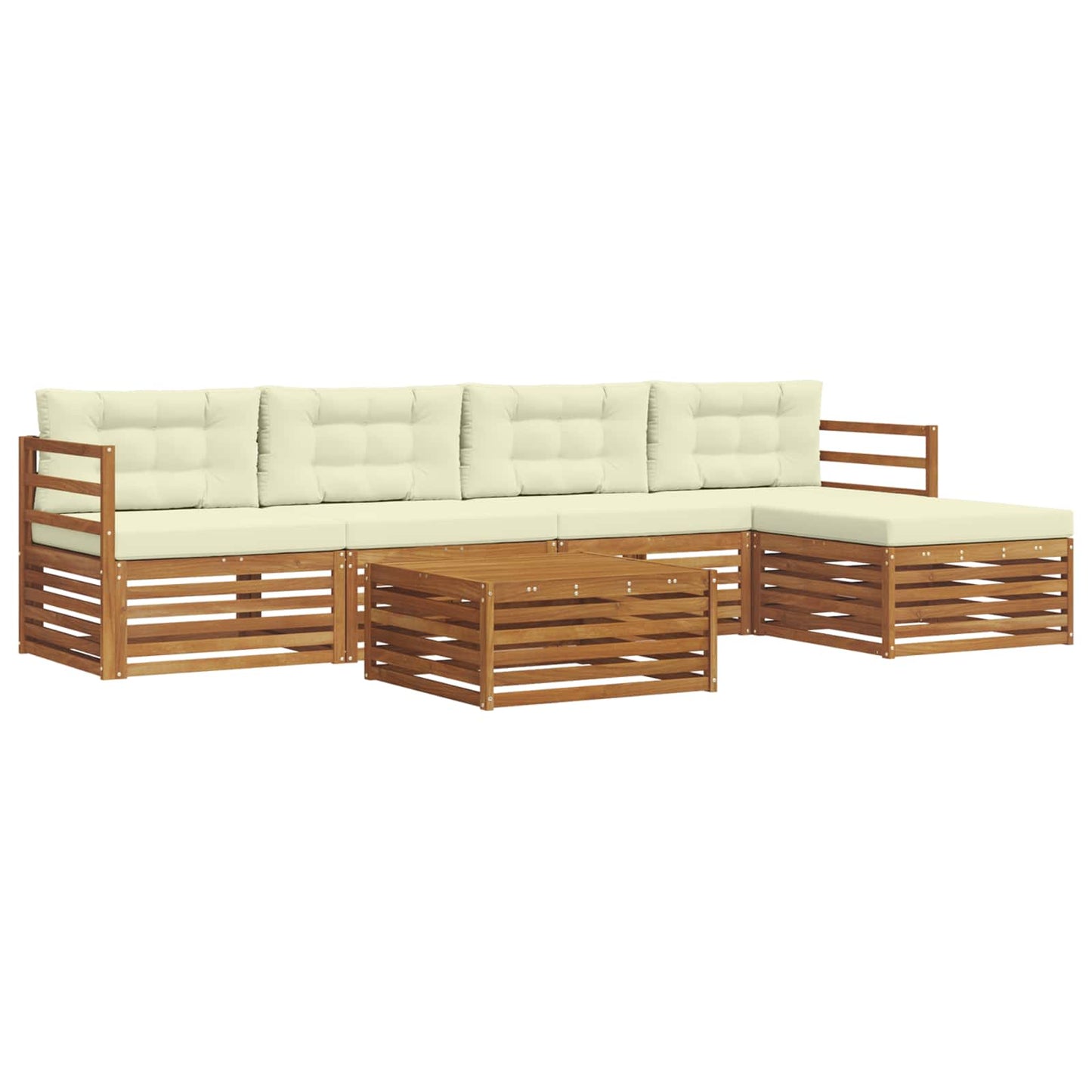 vidaXL Σειρά Καναπέ Εξωτερικού με μαξιλάρι 6 pcs Φυσικό και Κρέμα
