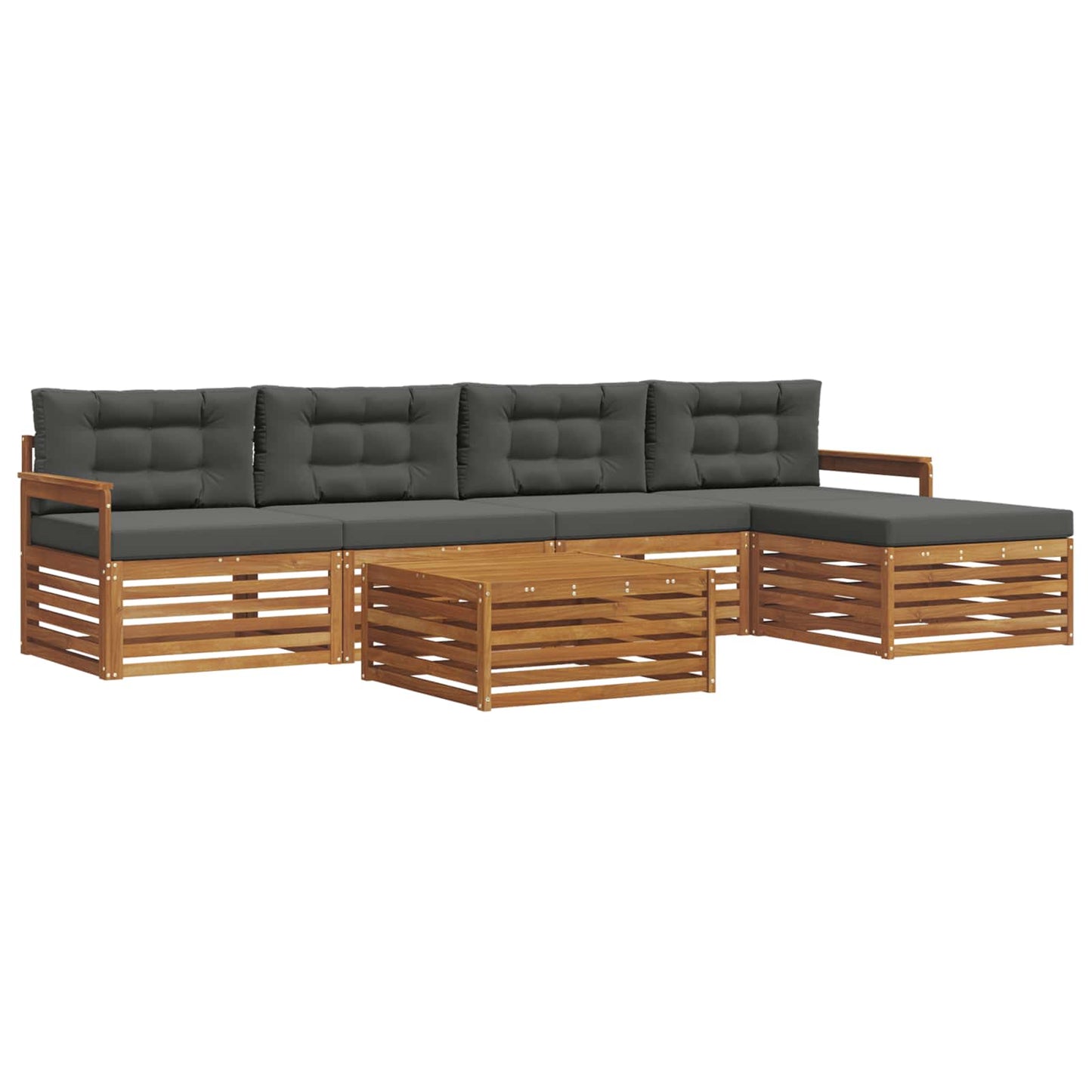 vidaXL Σειρά Καναπέ Εξωτερικού με μαξιλάρι 6 pcs Φυσικό και Ανθρακί