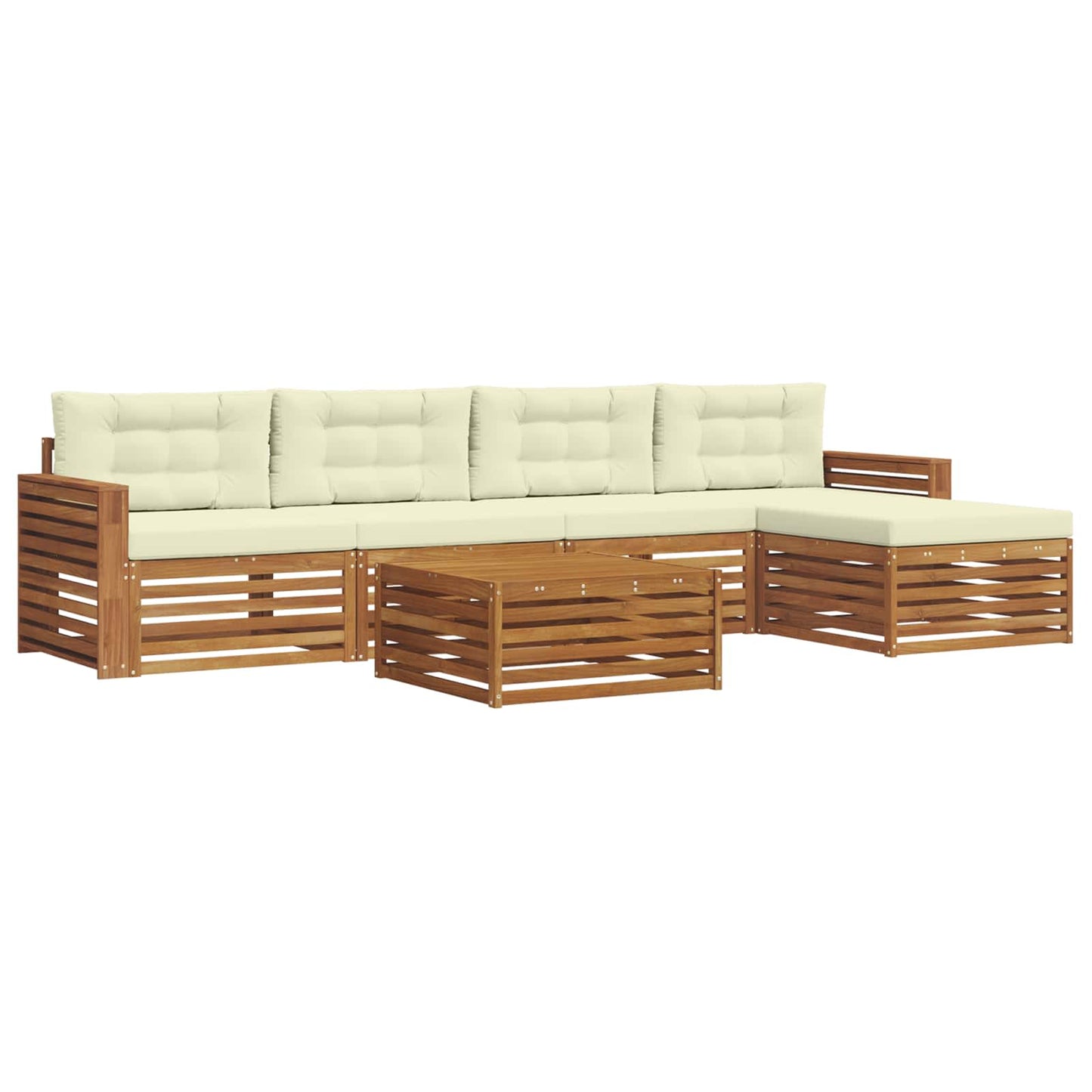 vidaXL Σειρά Καναπέ Εξωτερικού με μαξιλάρι 6 pcs Φυσικό και Κρέμα