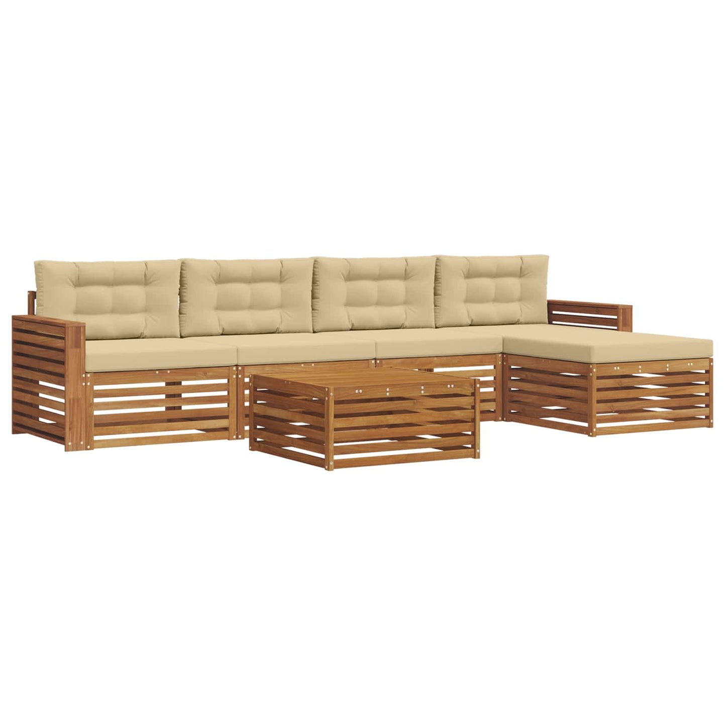 vidaXL Σειρά Καναπέ Εξωτερικού με μαξιλάρι 6 pcs Φυσικό και Μπεζ