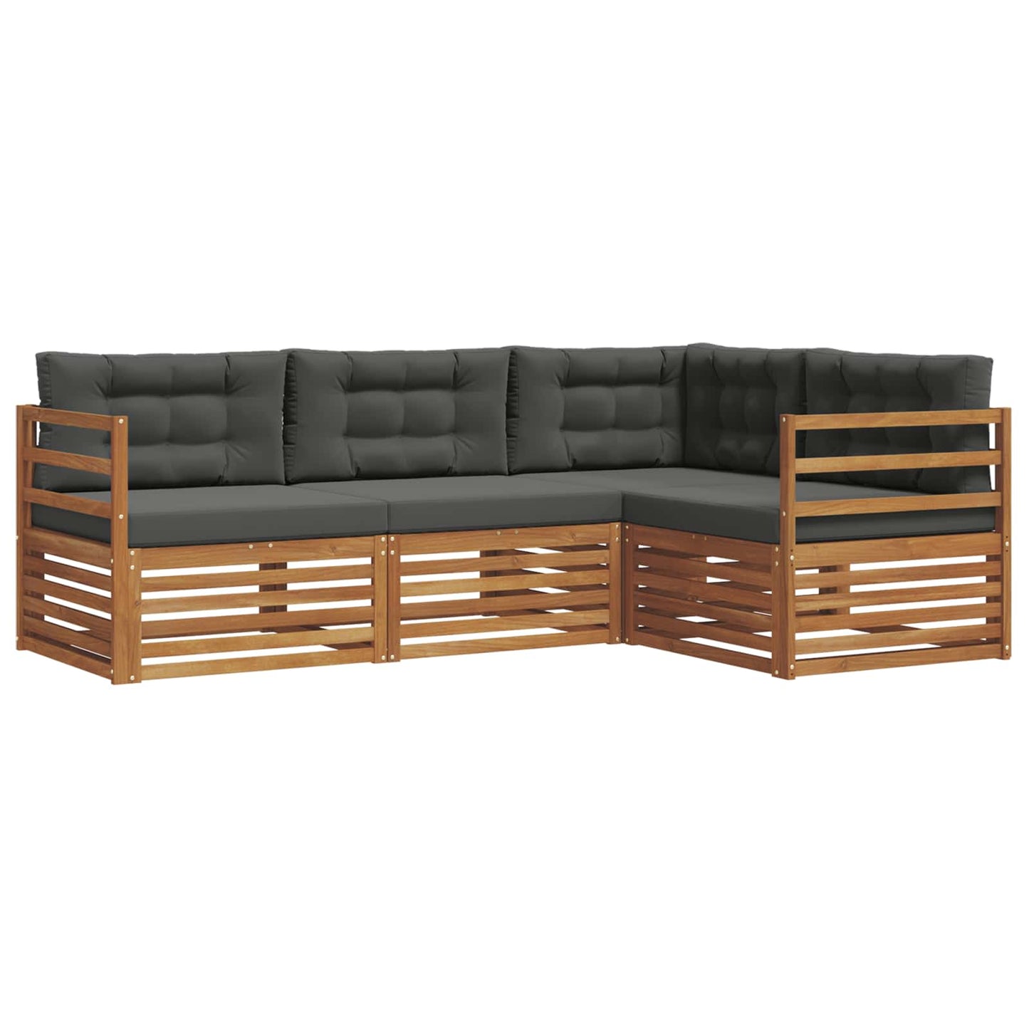 vidaXL Σειρά Καναπέ Εξωτερικού με μαξιλάρι 4 pcs Φυσικό και Ανθρακί
