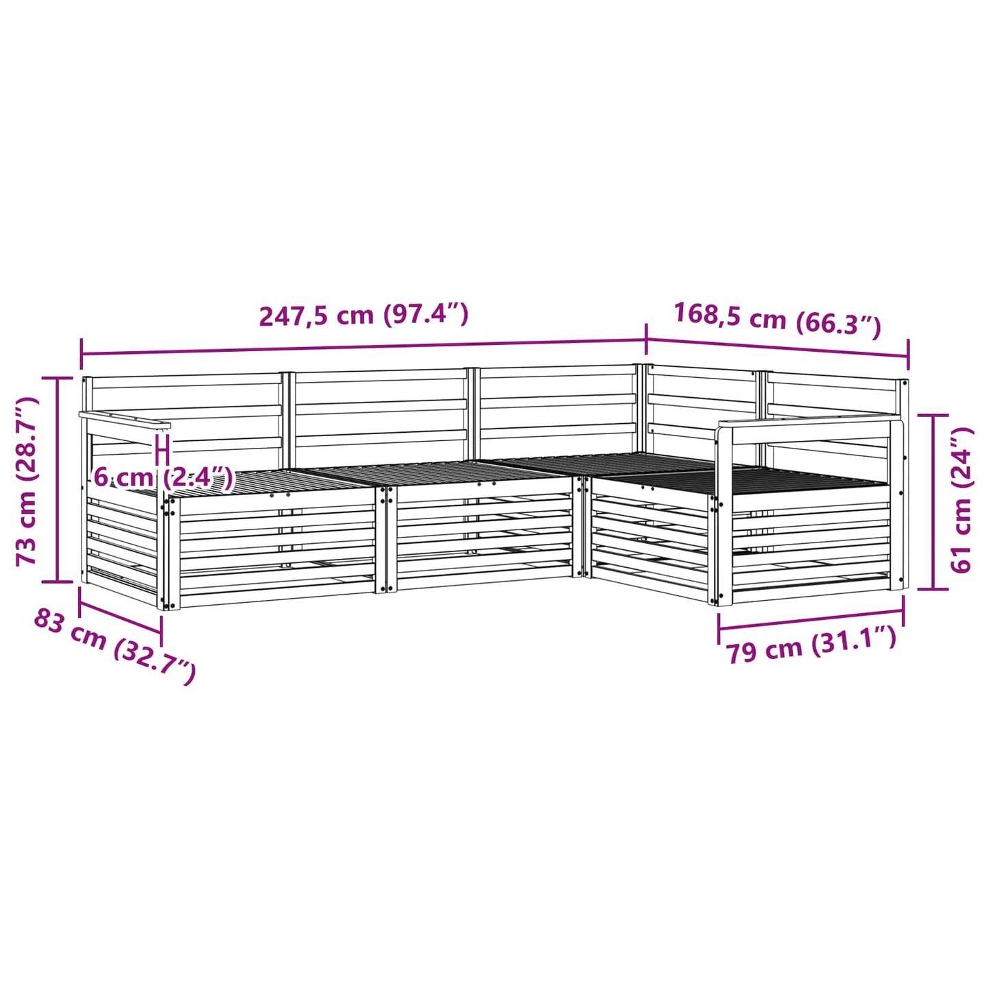 vidaXL Σειρά Καναπέ Εξωτερικού 4 pcs Φυσικό Στερεό Ξύλο Ακακίας