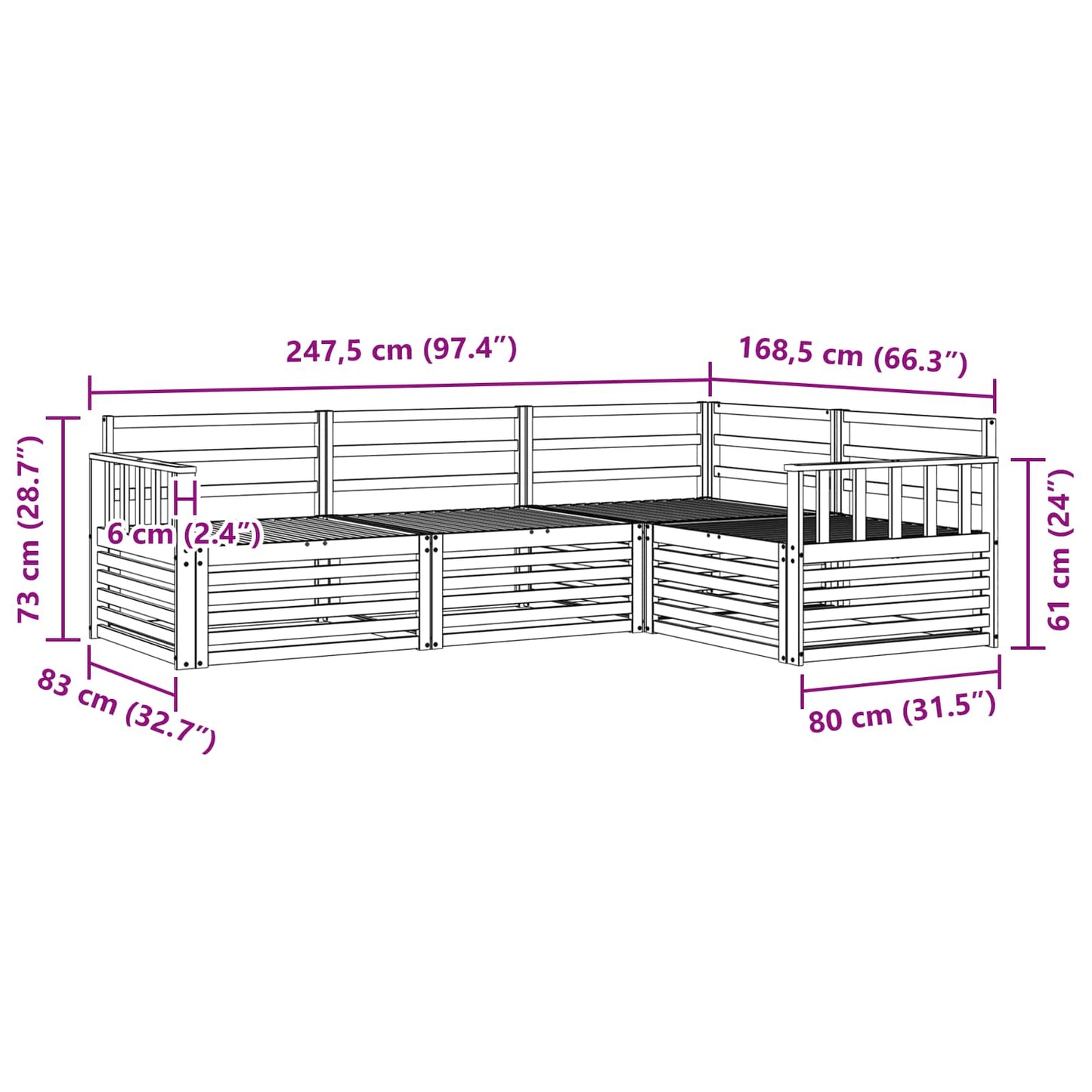 vidaXL Σειρά Καναπέ Εξωτερικού 4 pcs Φυσικό Στερεό Ξύλο Ακακίας