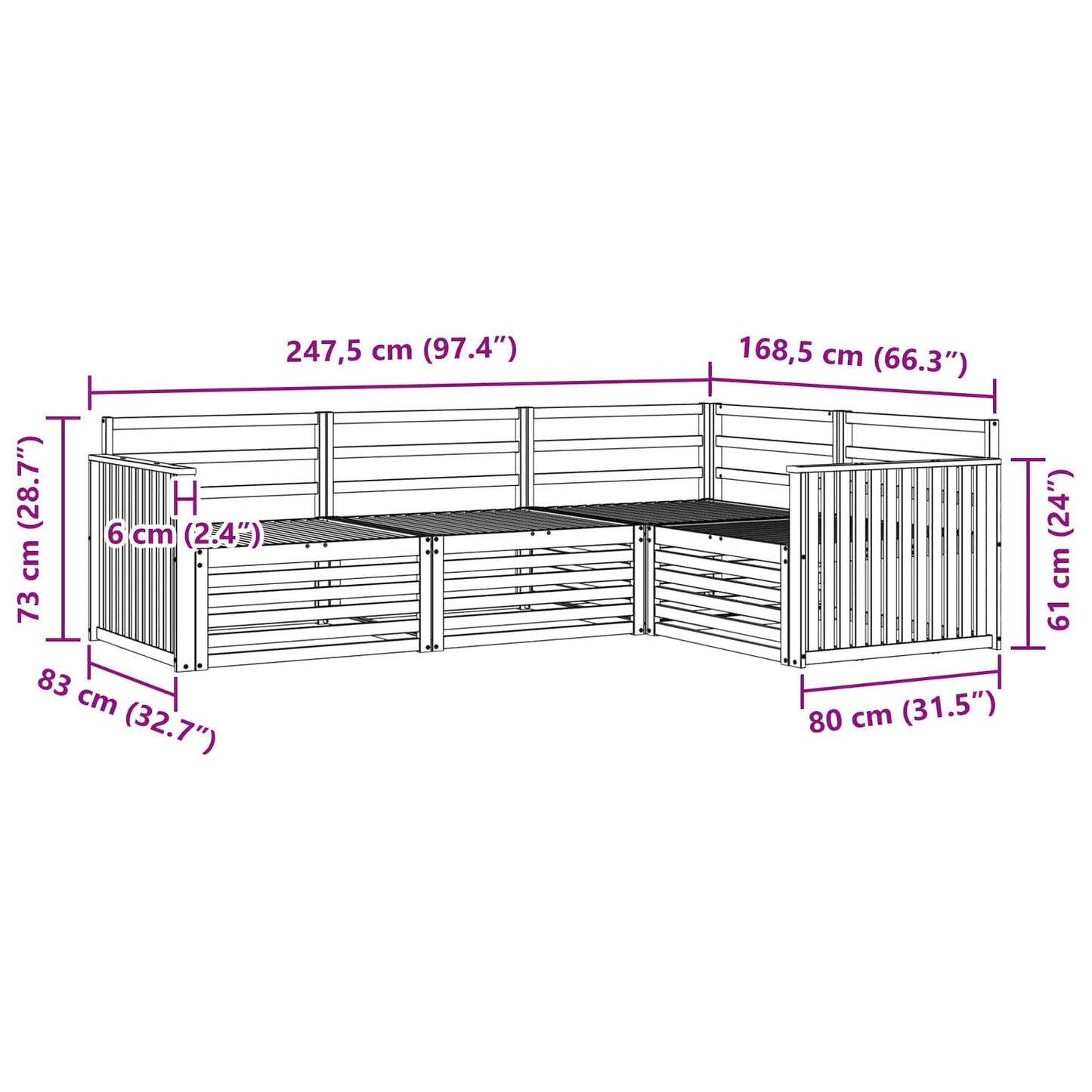 vidaXL Σειρά Καναπέ Εξωτερικού 4 pcs Φυσικό Στερεό Ξύλο Ακακίας