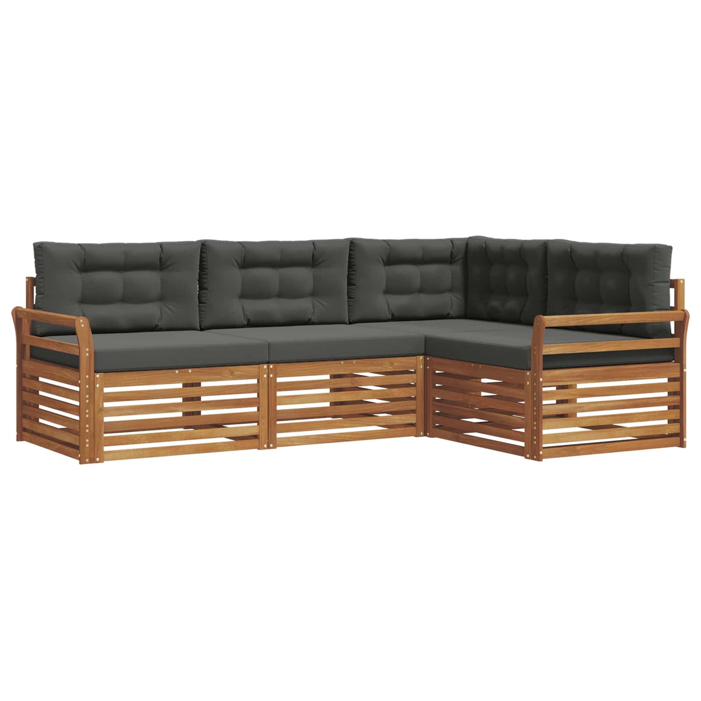 vidaXL Σειρά Καναπέ Εξωτερικού με μαξιλάρι 4 pcs Φυσικό και Ανθρακί