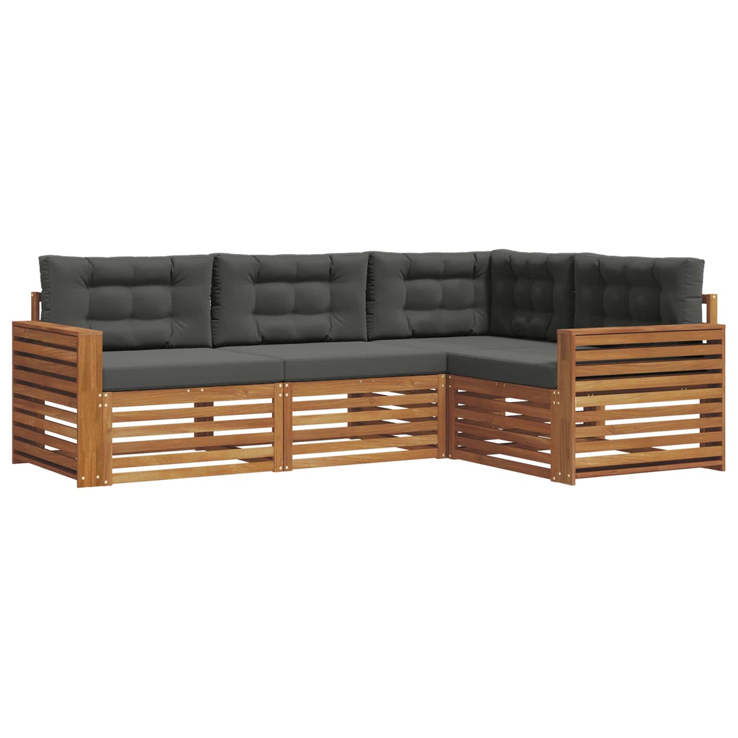 vidaXL Σειρά Καναπέ Εξωτερικού με μαξιλάρι 4 pcs Φυσικό και Ανθρακί