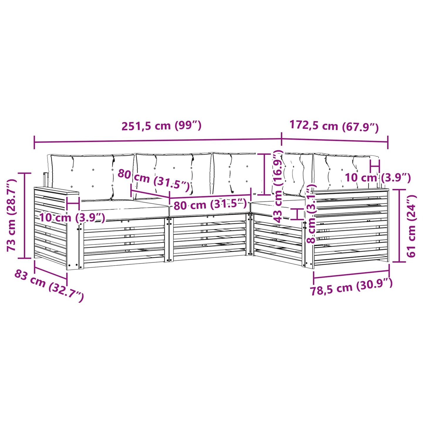 vidaXL Σειρά Καναπέ Εξωτερικού με μαξιλάρι 4 pcs Φυσικό και Μπεζ