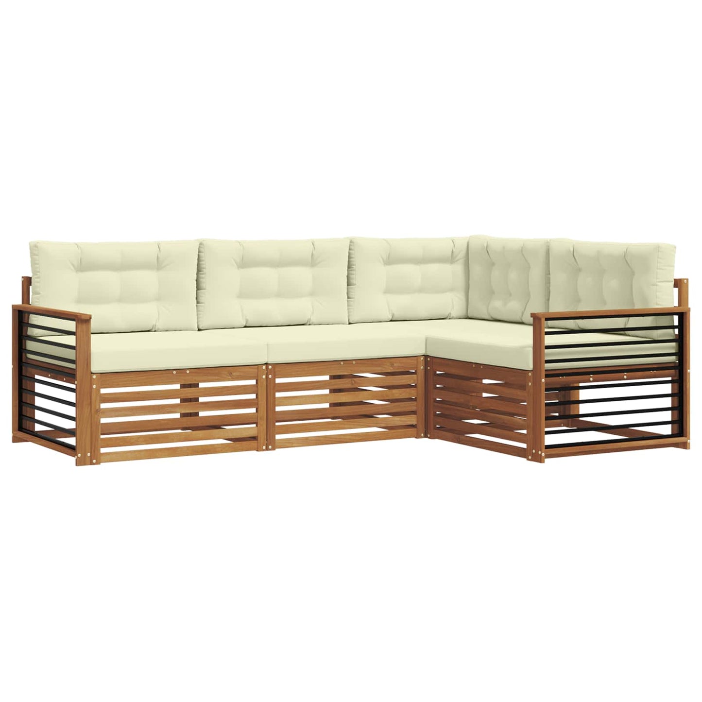 vidaXL Σειρά Καναπέ Εξωτερικού με μαξιλάρι 4 pcs Φυσικό και Κρέμα