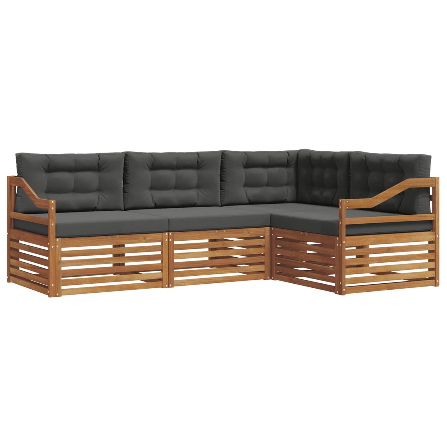 vidaXL Σειρά Καναπέ Εξωτερικού με μαξιλάρι 4 pcs Φυσικό και Ανθρακί