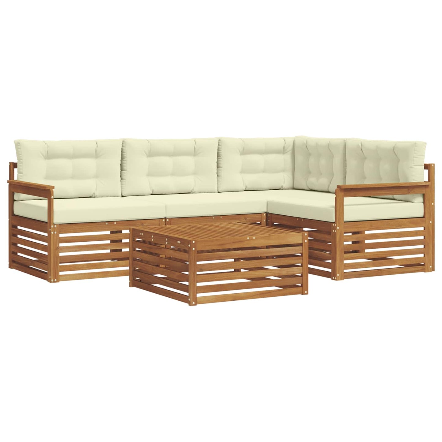 vidaXL Σειρά Καναπέ Εξωτερικού με μαξιλάρι 5 pcs Φυσικό και Κρέμα
