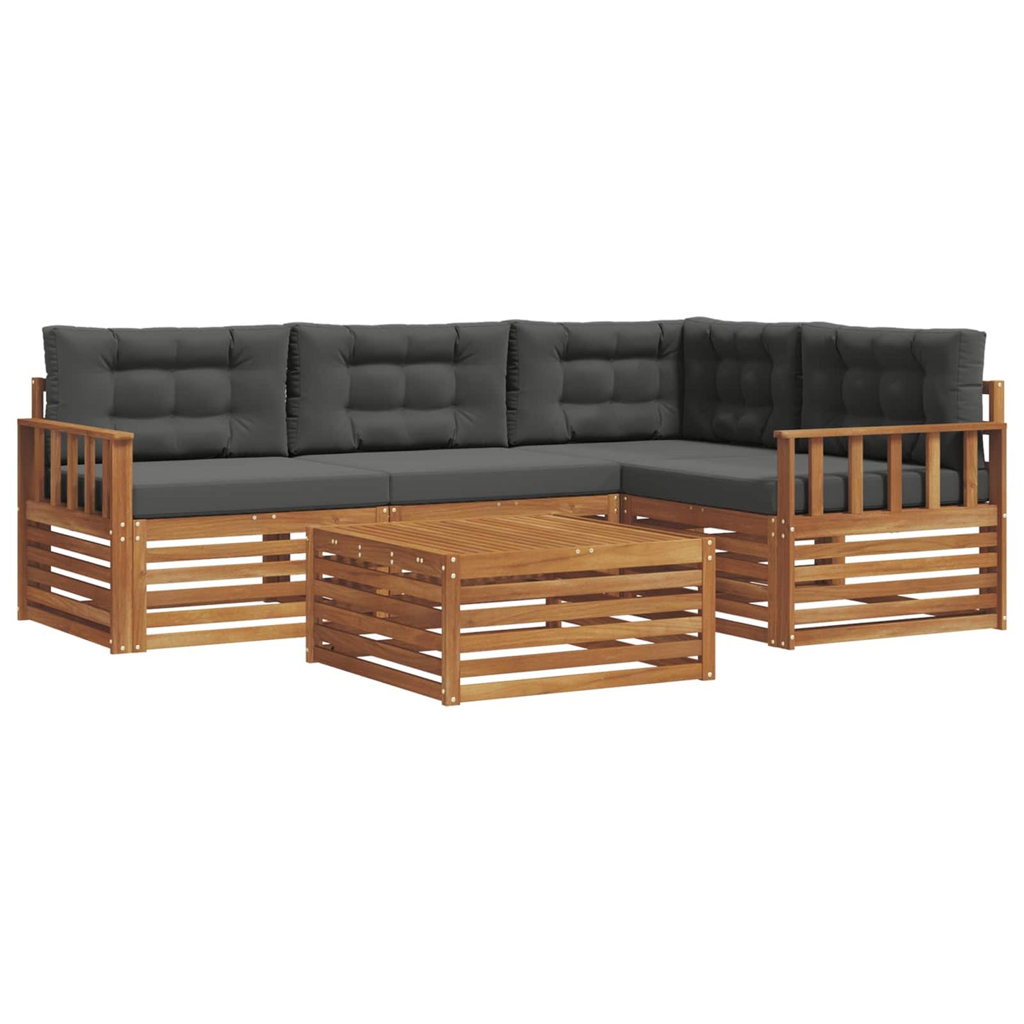 vidaXL Σειρά Καναπέ Εξωτερικού με μαξιλάρι 5 pcs Φυσικό και Ανθρακί