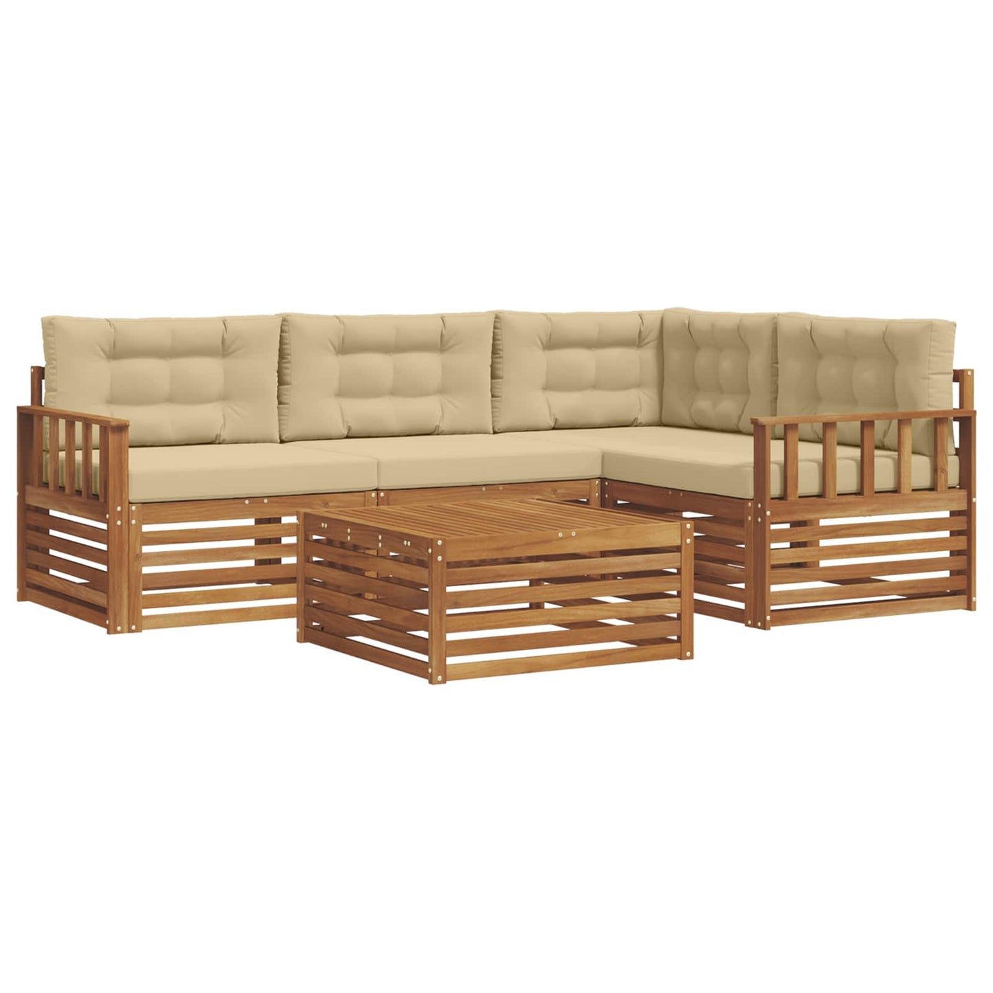 vidaXL Σειρά Καναπέ Εξωτερικού με μαξιλάρι 5 pcs Φυσικό και Μπεζ